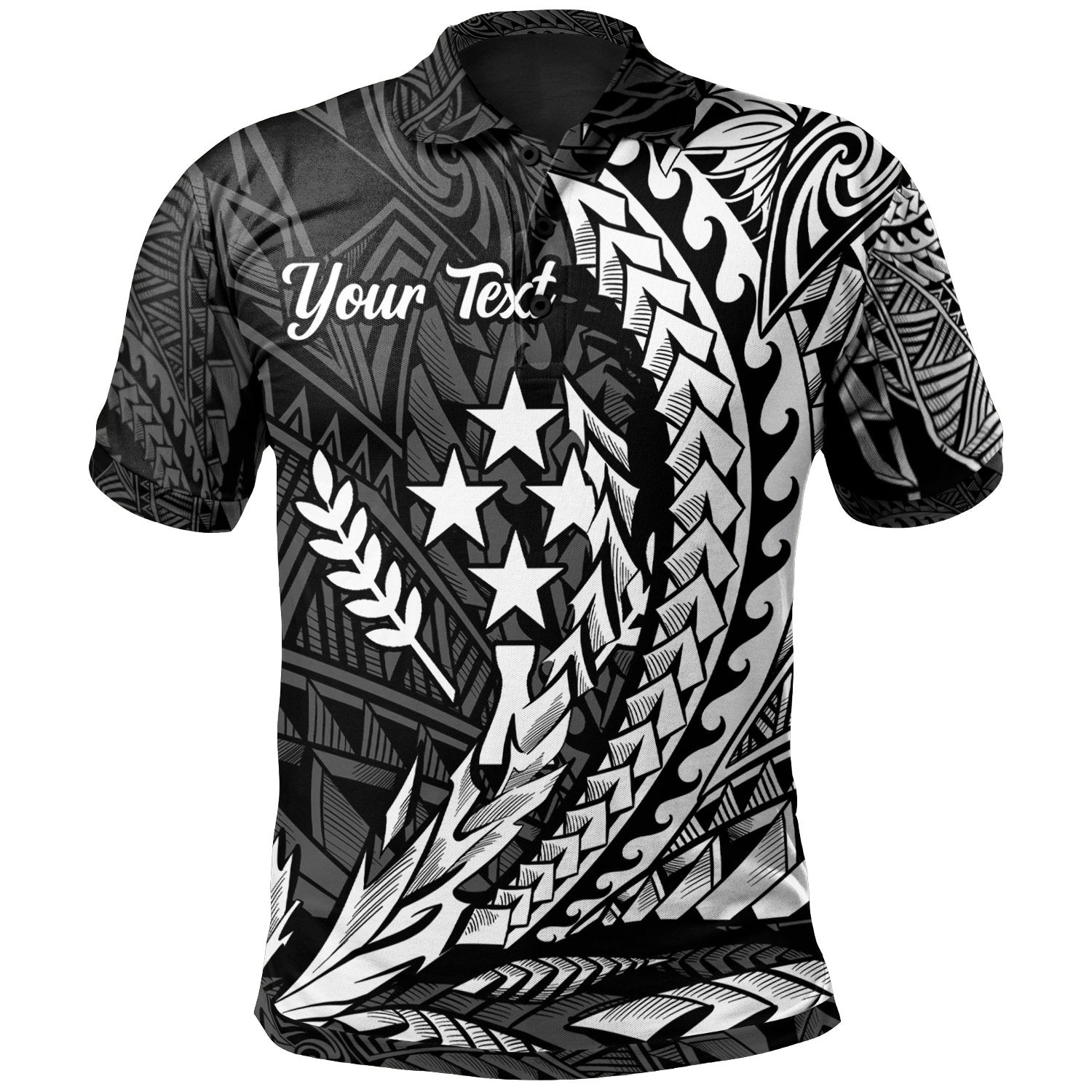 Kosrae State Polo Shirt White Custom Wings Style Unisex Black - Polynesian Pride