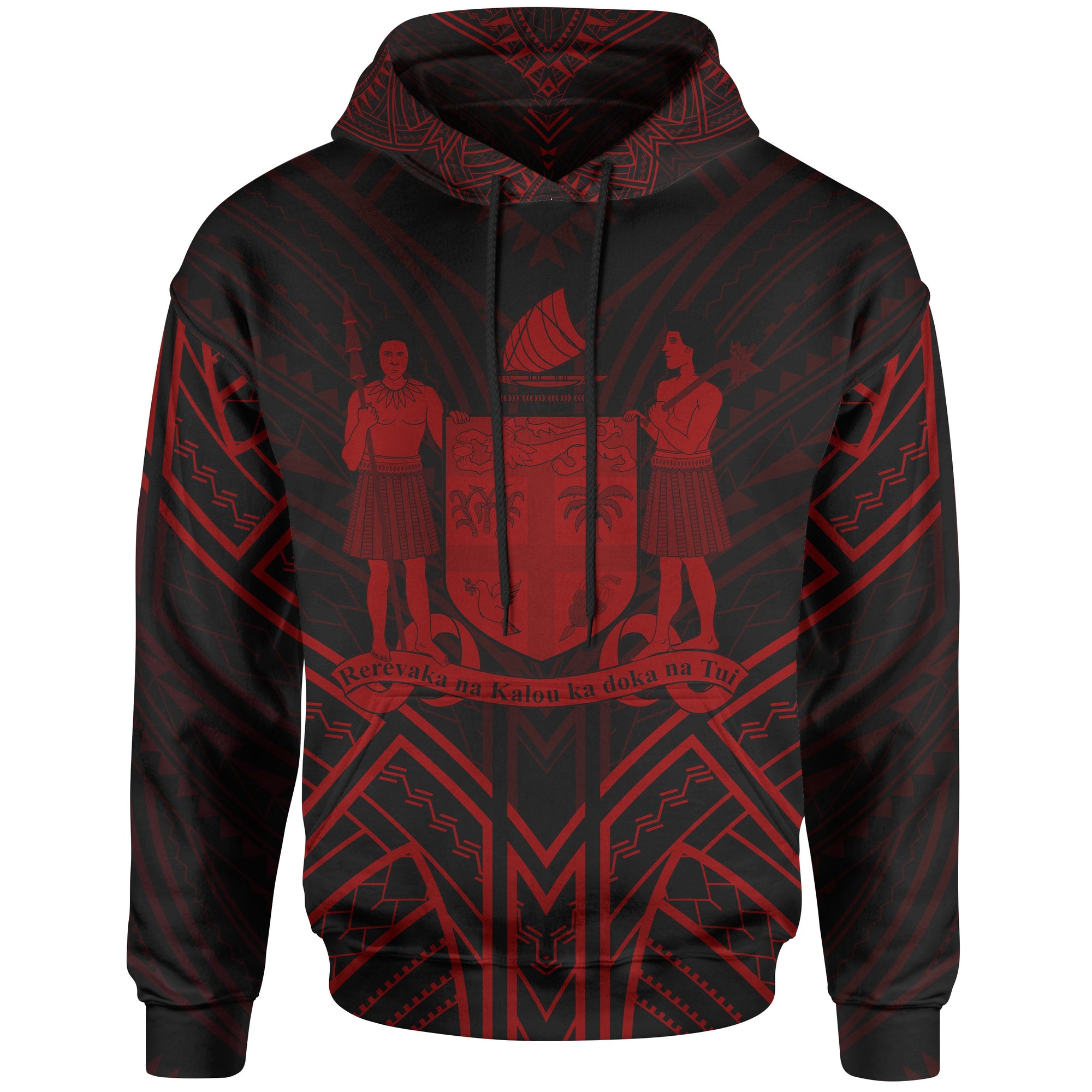 Fiji Hoodie Fiji Seal Red Tribal Patterns Unisex White - Polynesian Pride