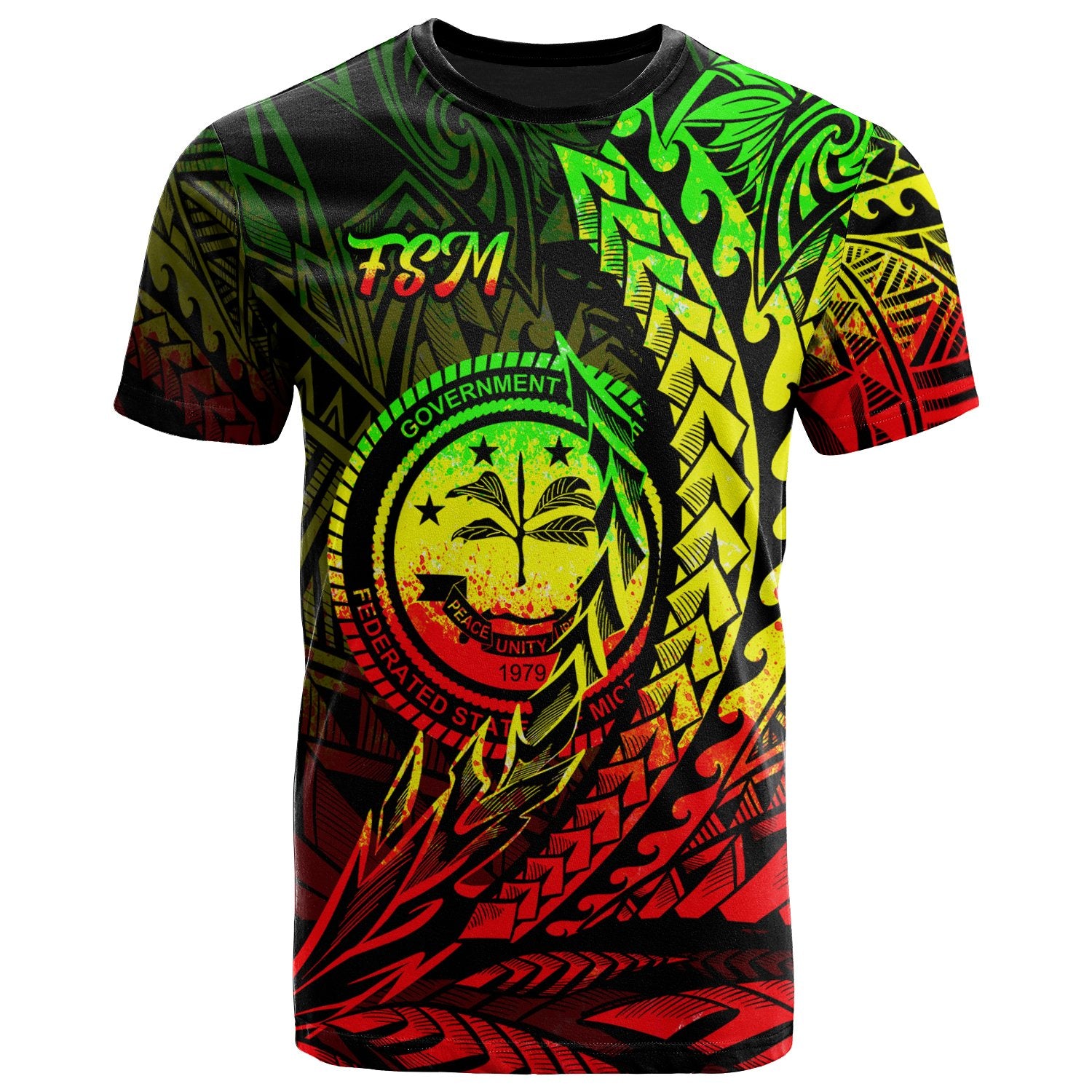 Federated States of Micronesia T Shirt Reggae Wings Style Unisex Black - Polynesian Pride