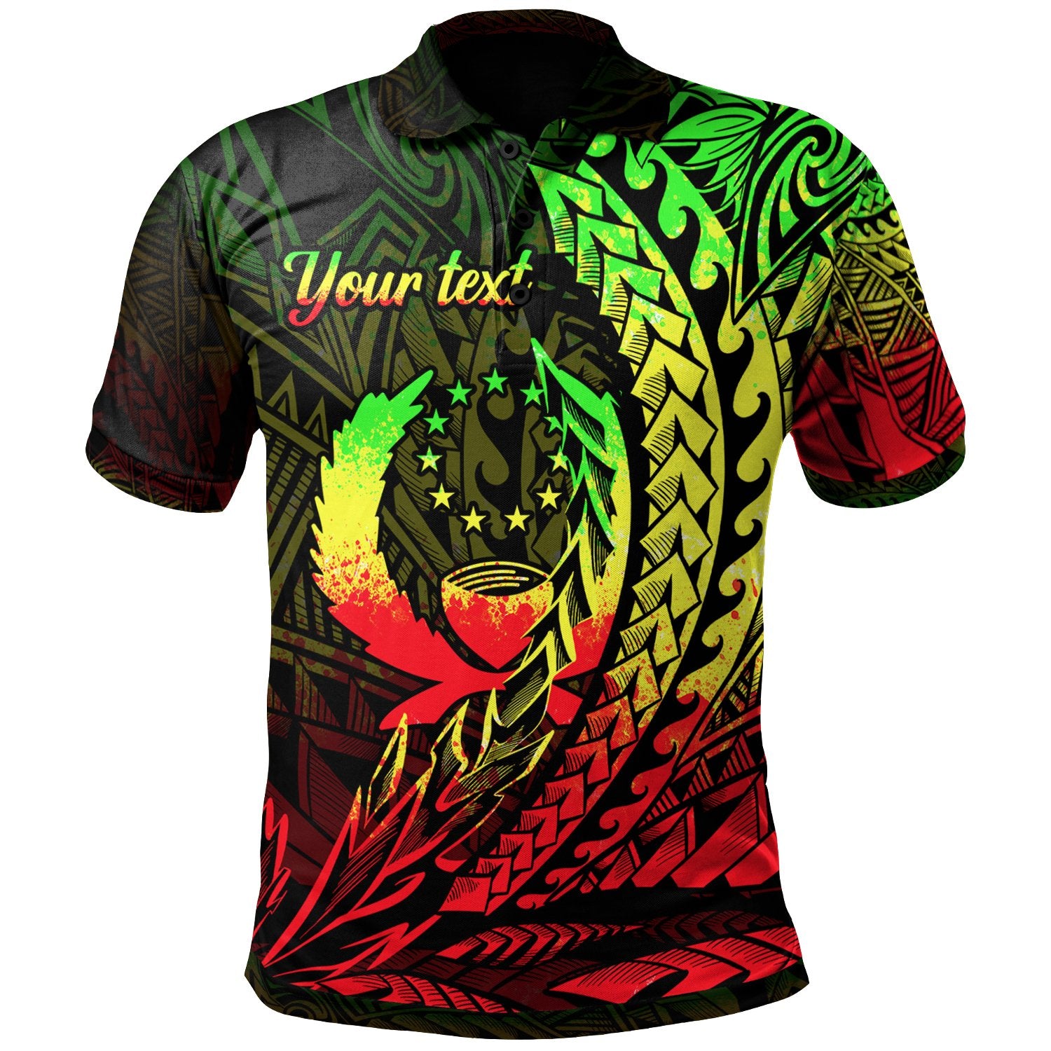 Pohnpei State Polo Shirt Reggae Custom Wings Style Unisex Black - Polynesian Pride