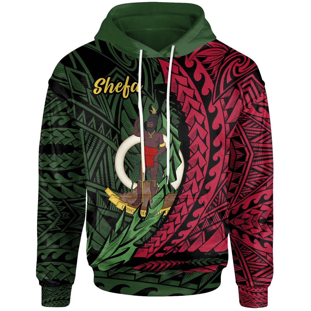 Vanuatu Hoodie Shefa Wings Style Unisex Black - Polynesian Pride