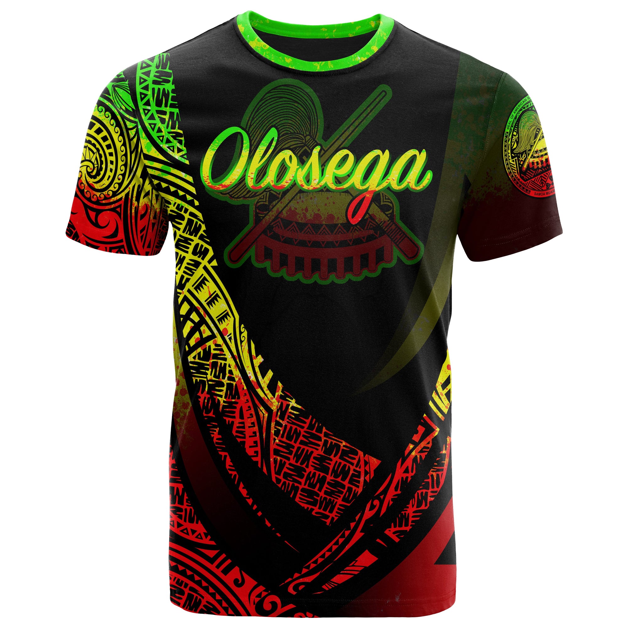 American Samoa T Shirt Manua Olosega Polynesian Reggae Patterns Sport Style Unisex Black - Polynesian Pride