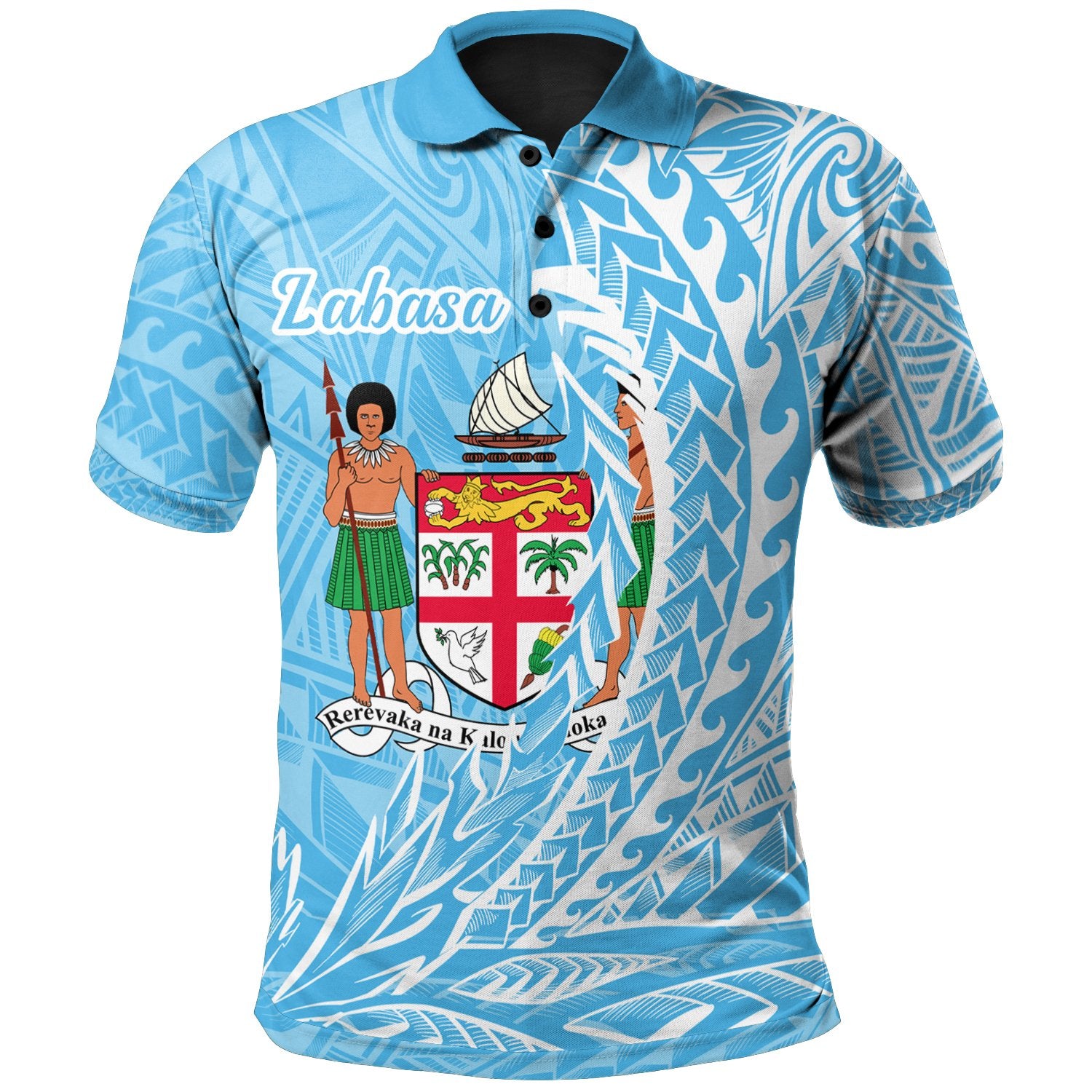 Fiji Polo Shirt Labasa Wings Style Unisex Blue - Polynesian Pride