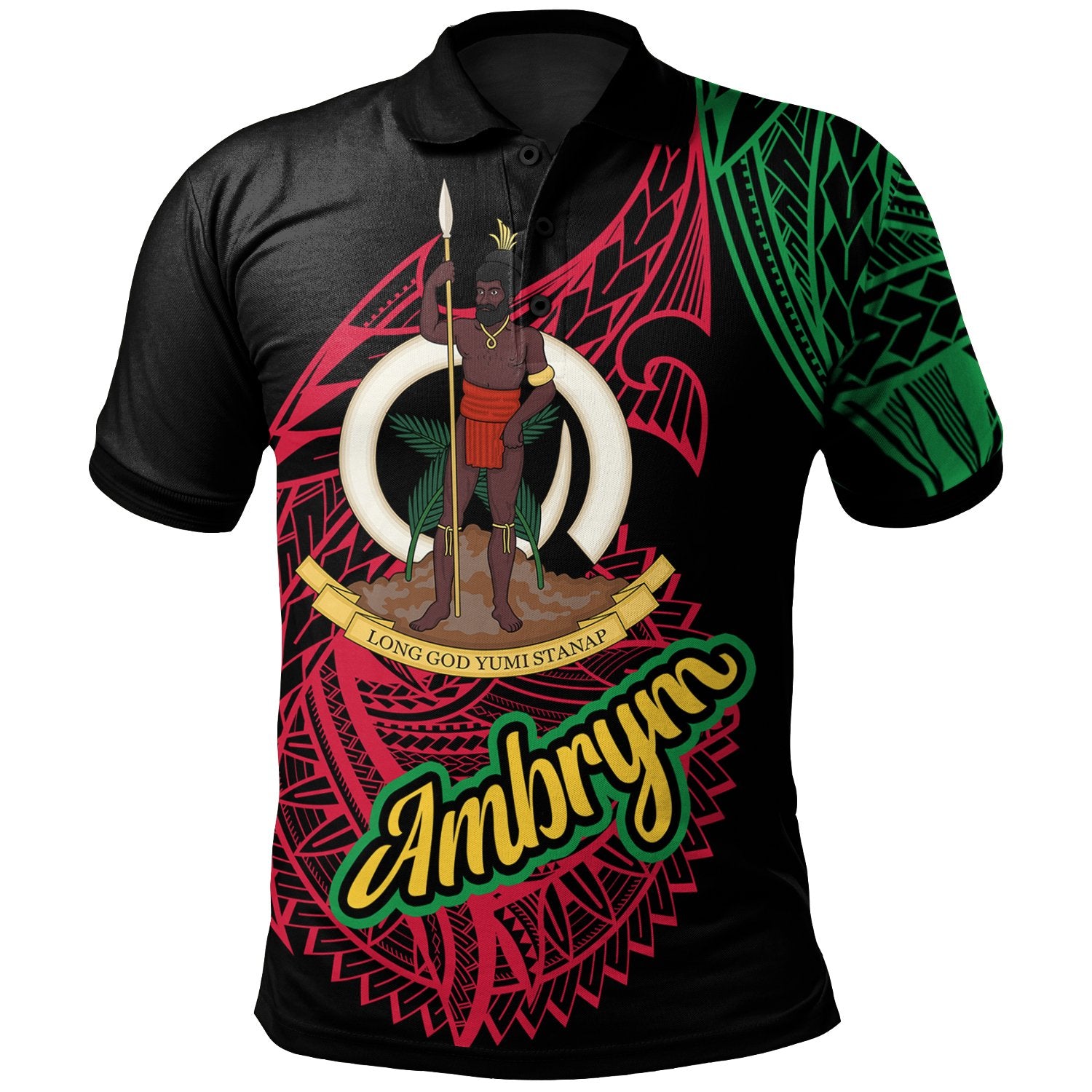 Vanuatu Polo Shirt Ambrym Seal Of Vanuatu Special Style Unisex Black - Polynesian Pride