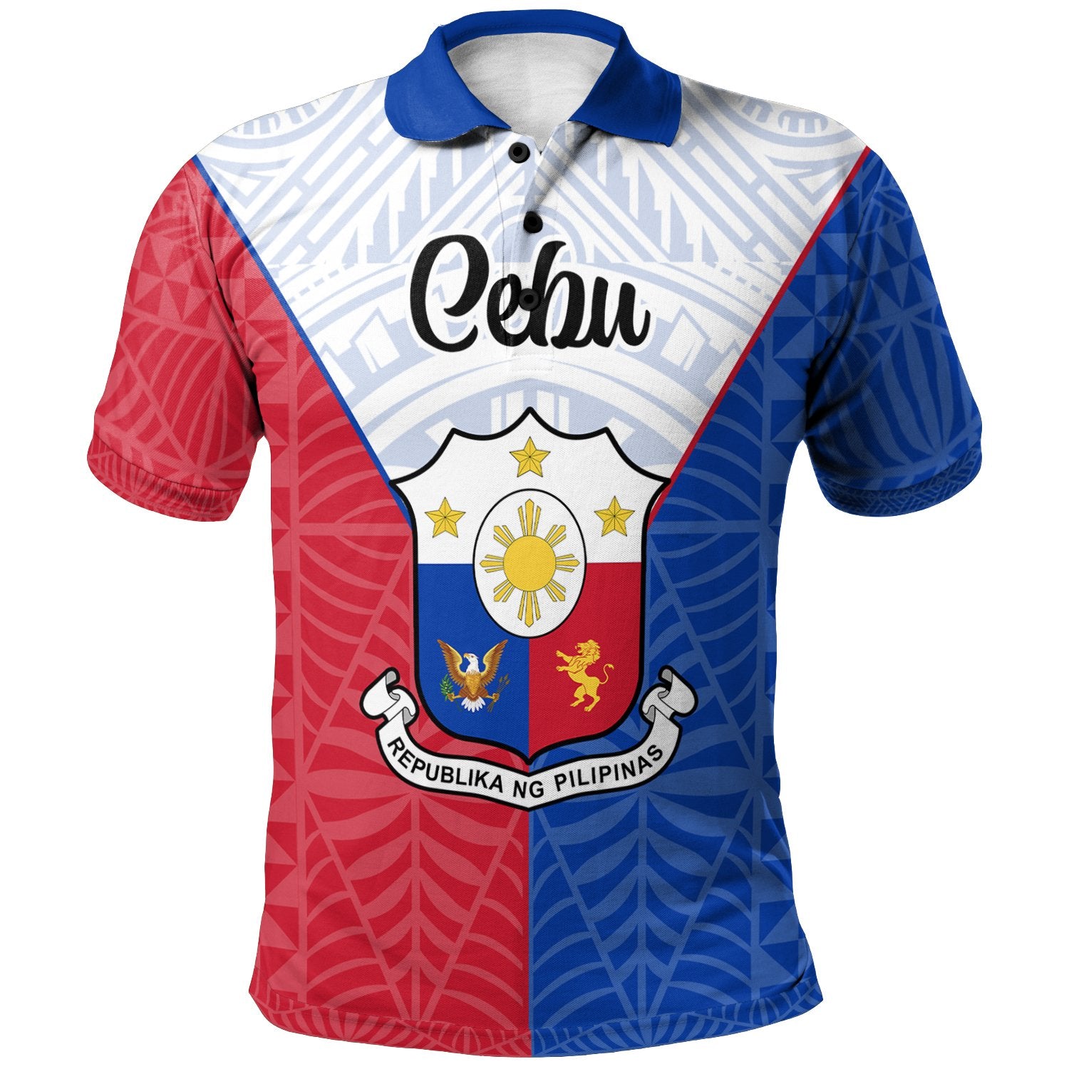 Pilipinas Polo Shirt Cebu City Seal of Pilipinas Style Unisex Blue - Red - Polynesian Pride