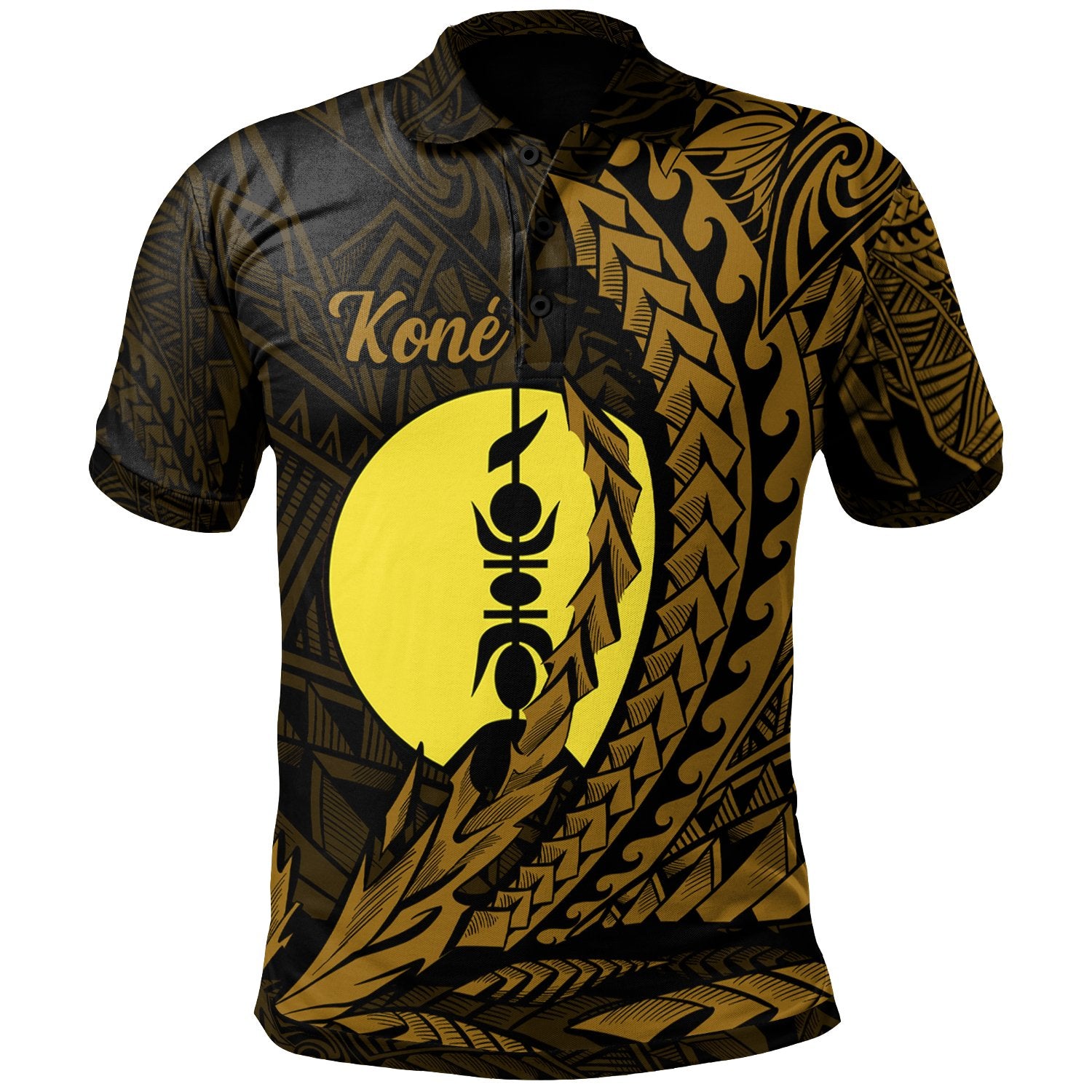 New Caledonia Polo Shirt Kone Wings Style Unisex Black - Polynesian Pride