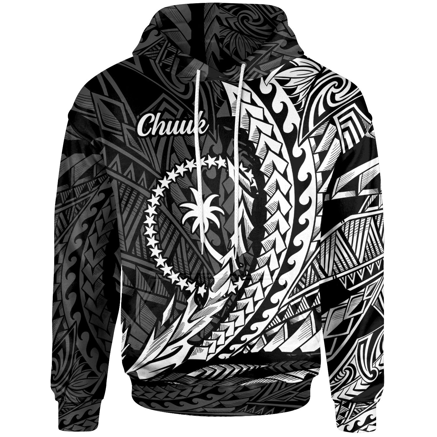 Chuuk State Hoodie White Wings Style Unisex Black - Polynesian Pride