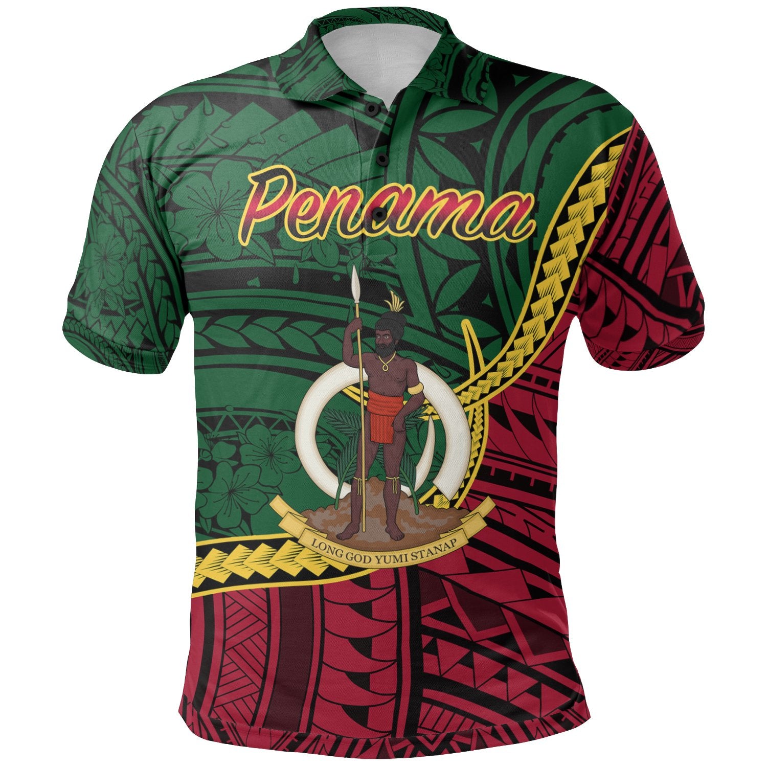 Vanuatu Polo Shirt Penama Seal Of Vanuatu Polynesian Patterns Unisex Green - Polynesian Pride