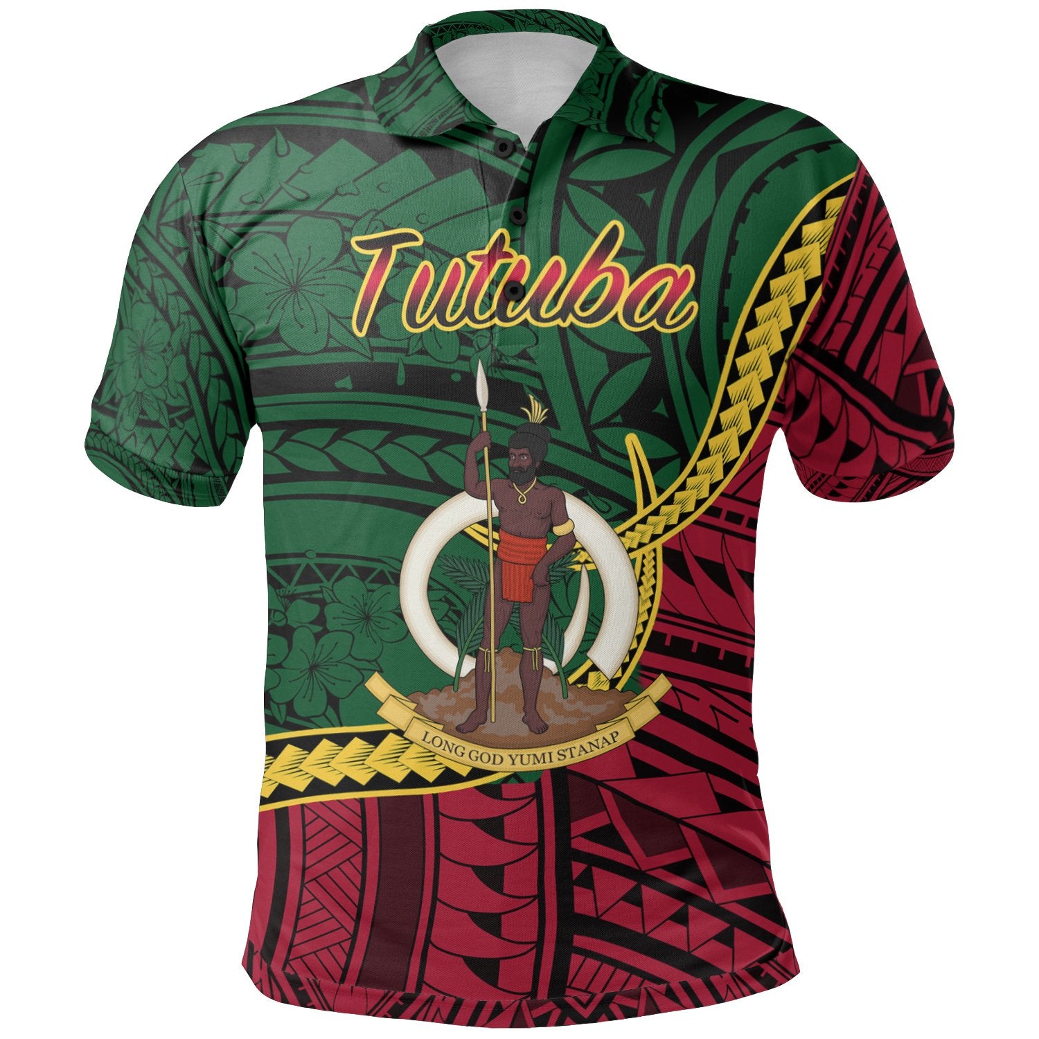 Vanuatu Polo Shirt Tutuba Seal Of Vanuatu Polynesian Patterns Unisex Green - Polynesian Pride