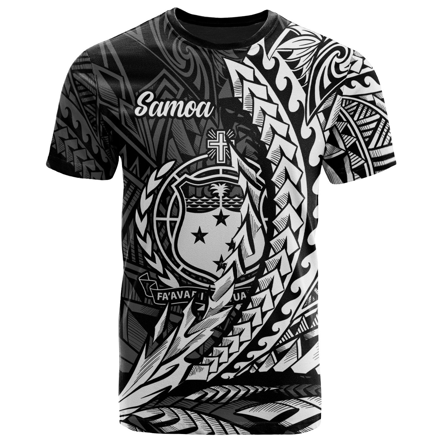 Samoa T Shirt White Wings Style Unisex Black - Polynesian Pride