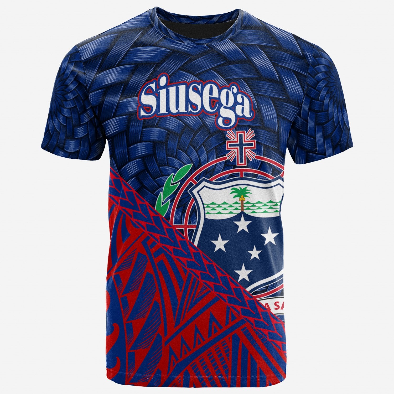 Samoa T Shirt Siusega Polynesian Patterns With Bamboo Unisex Blue - Polynesian Pride