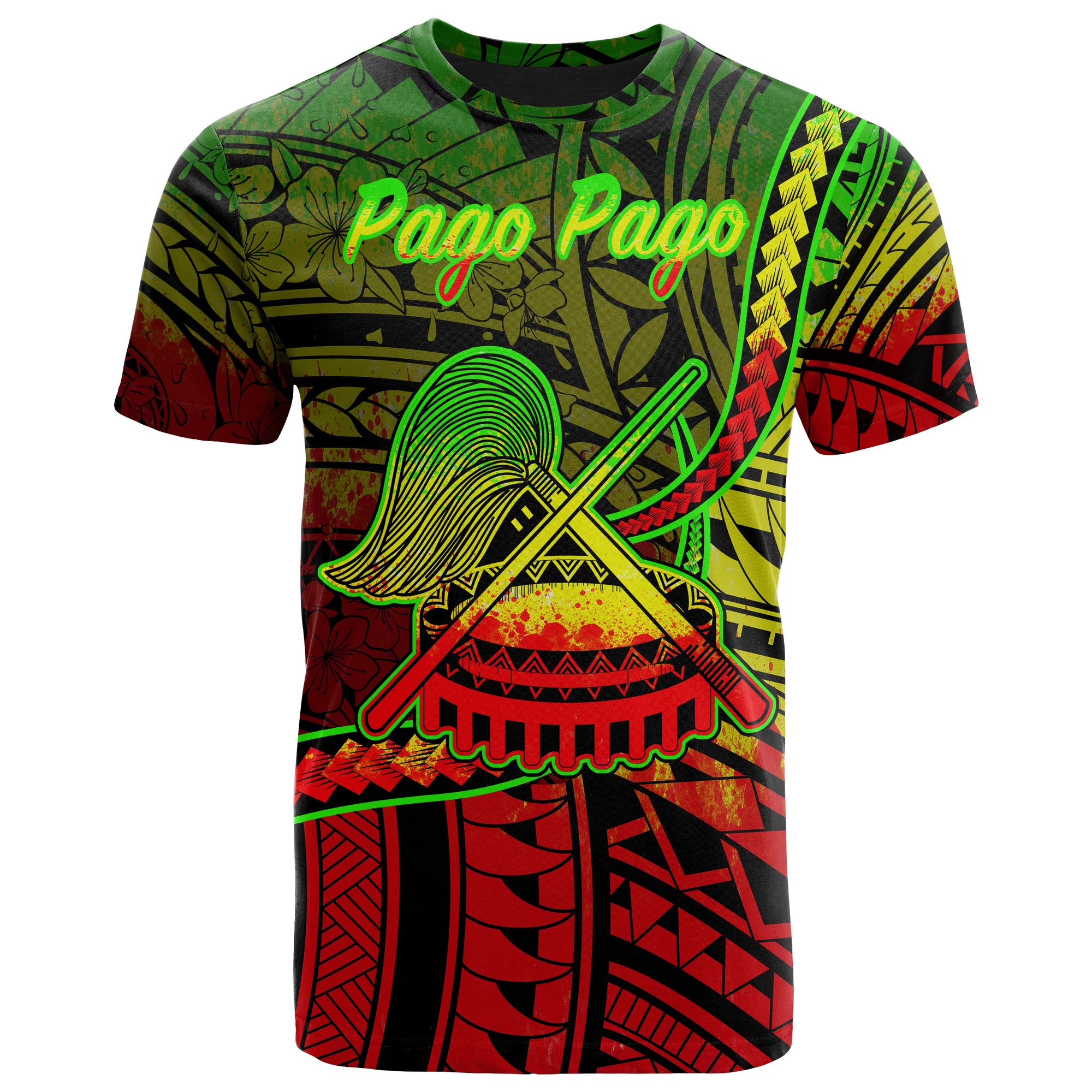 American Samoa T Shirt Pago Pago Polynesian Reggae Patterns Unisex Black - Polynesian Pride