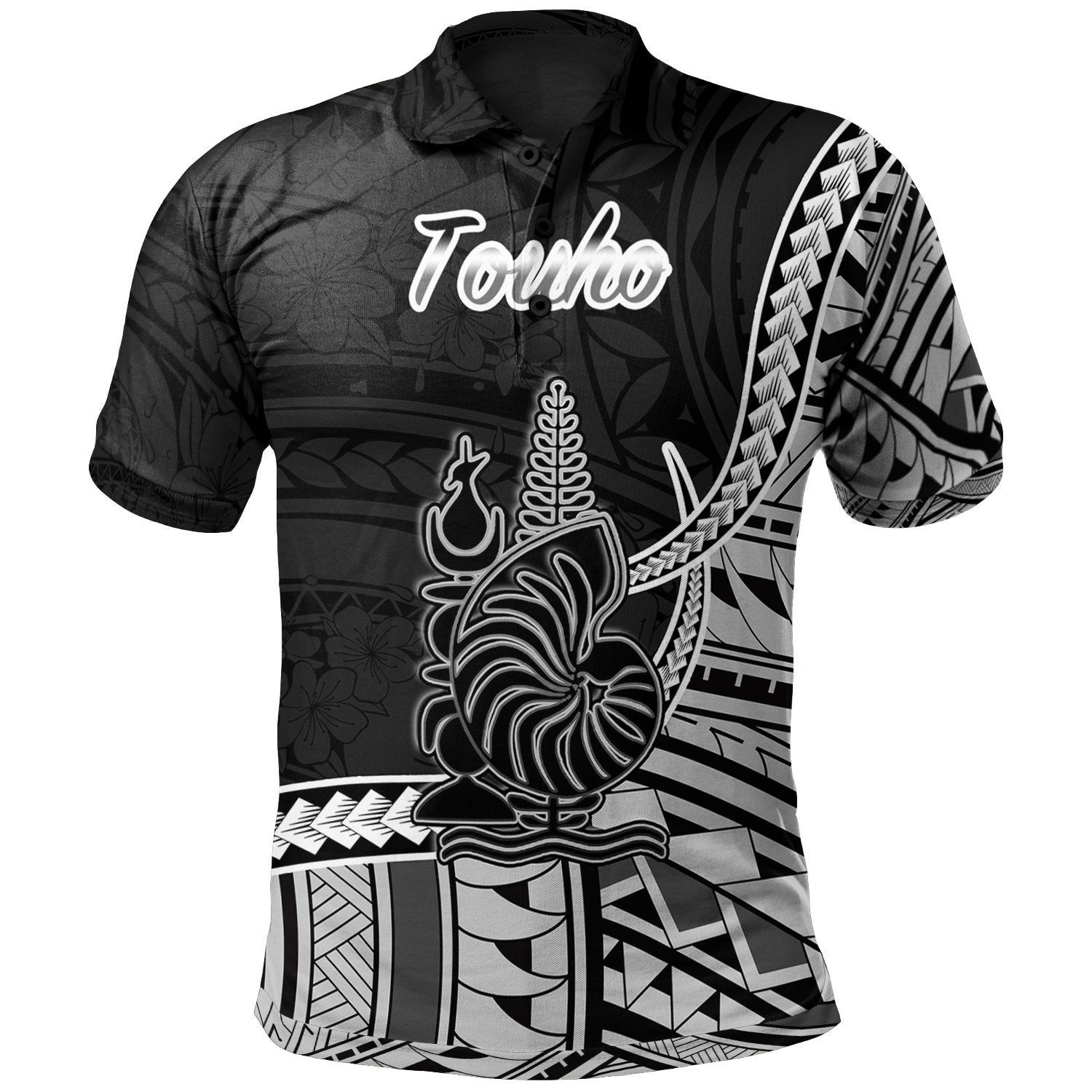 New Caledonia Islands Polo Shirt Touho Seal Of Kanaky Polynesian Patterns Unisex Black - Polynesian Pride