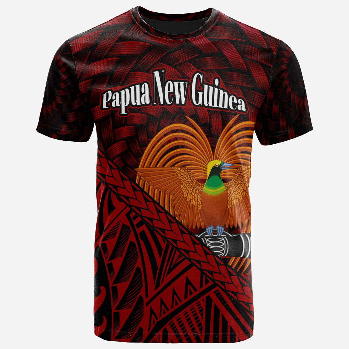 Papua New Guinea T Shirt Polynesian Patterns With Bamboo Unisex Red - Polynesian Pride