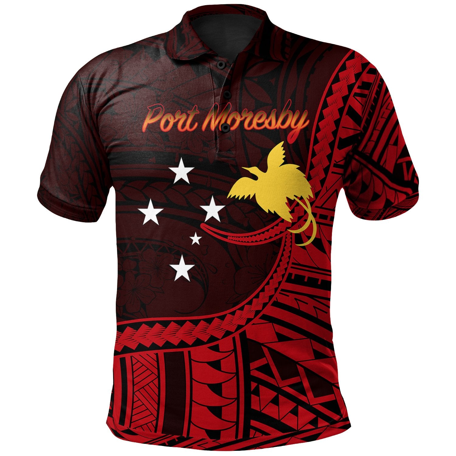 Papua New Guinea Polo Shirt Port Moresby Polynesian Patterns Unisex Black - Polynesian Pride