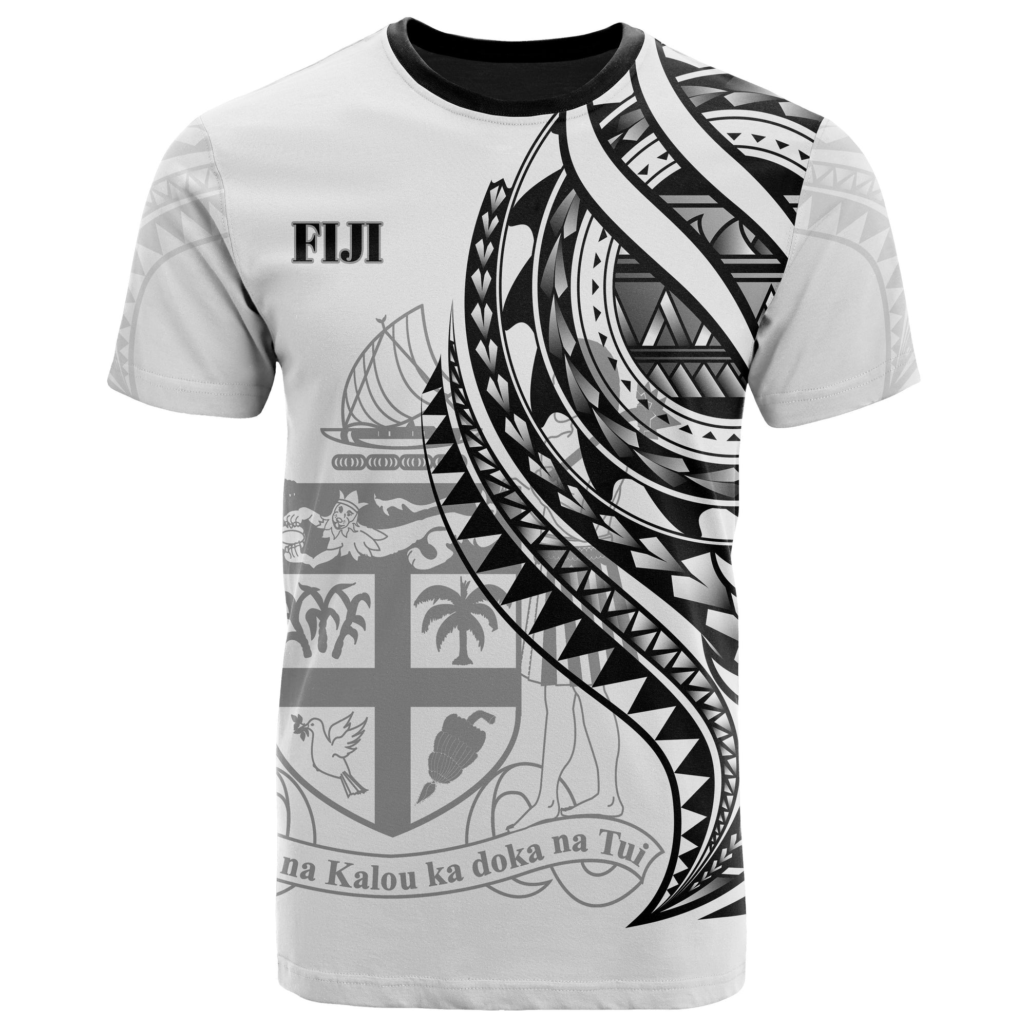 Fiji T Shirt Black Color Polynesian Patterns Best Fiji Ever Unisex White - Polynesian Pride