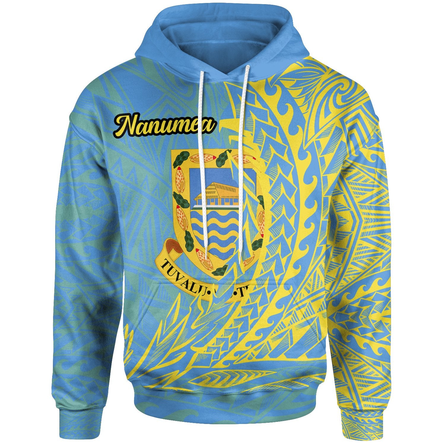 Tuvalu Hoodie Nanumea Wings Style Unisex Blue - Polynesian Pride