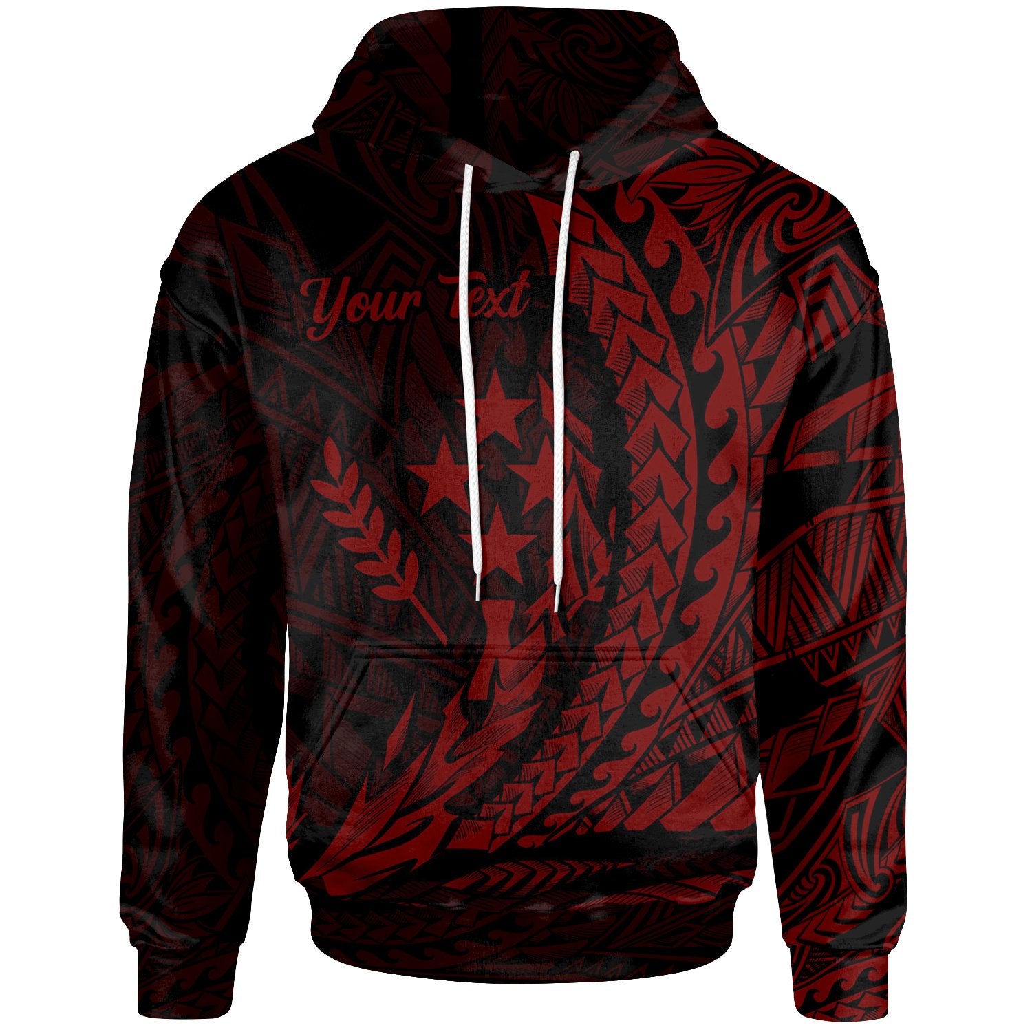 Kosrae State Hoodie Red Custom Wings Style Unisex Black - Polynesian Pride