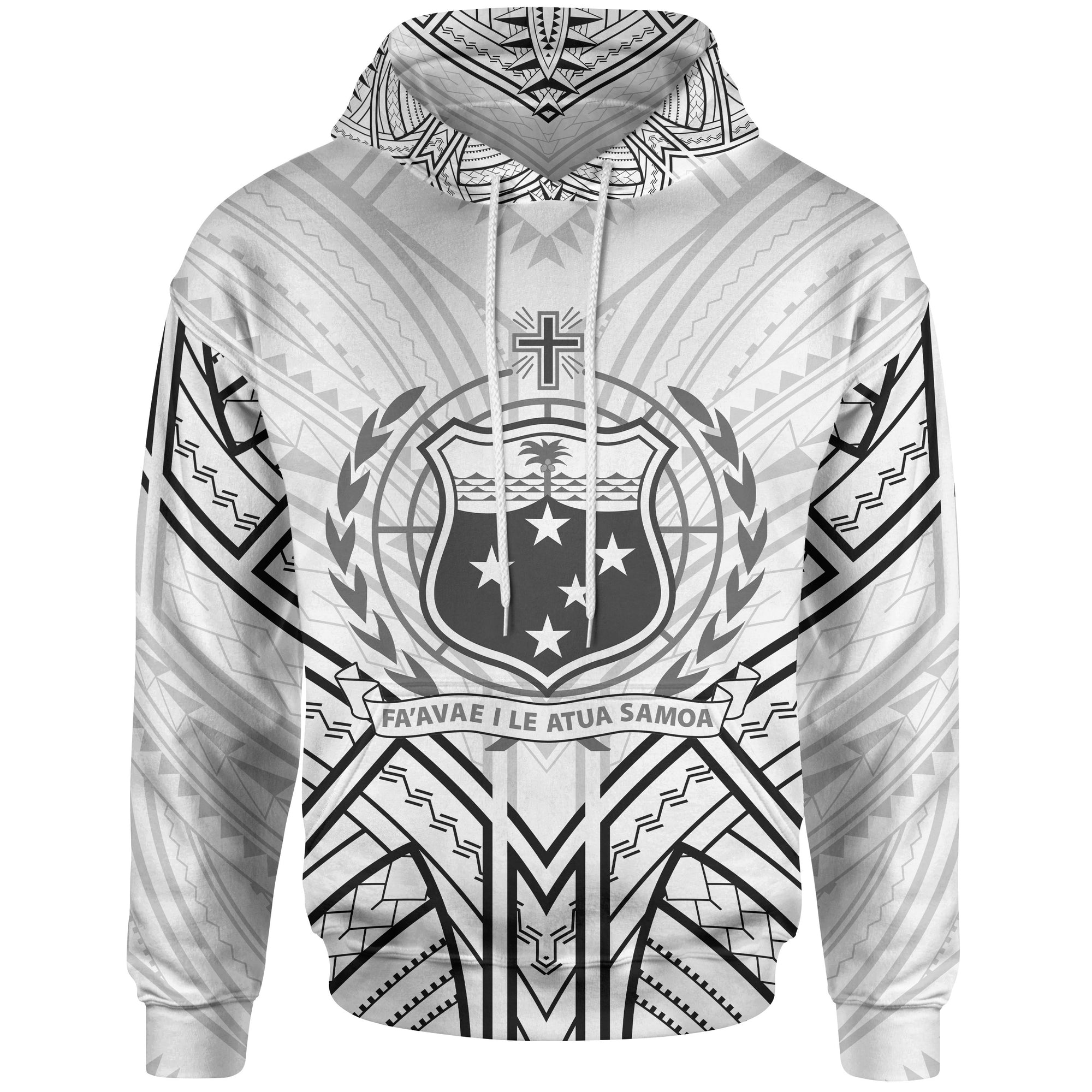 Samoa Hoodie Samoa Seal Tribal Patterns Unisex White - Polynesian Pride