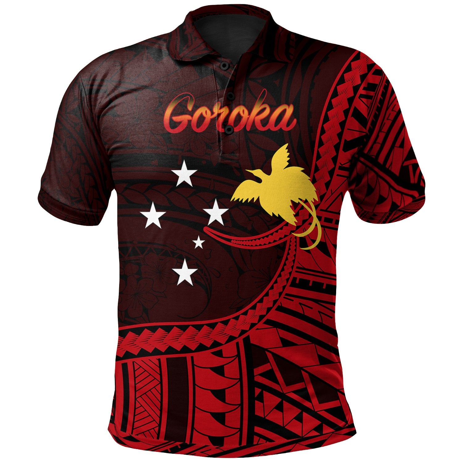 Papua New Guinea Polo Shirt Goroka Polynesian Patterns Unisex Black - Polynesian Pride