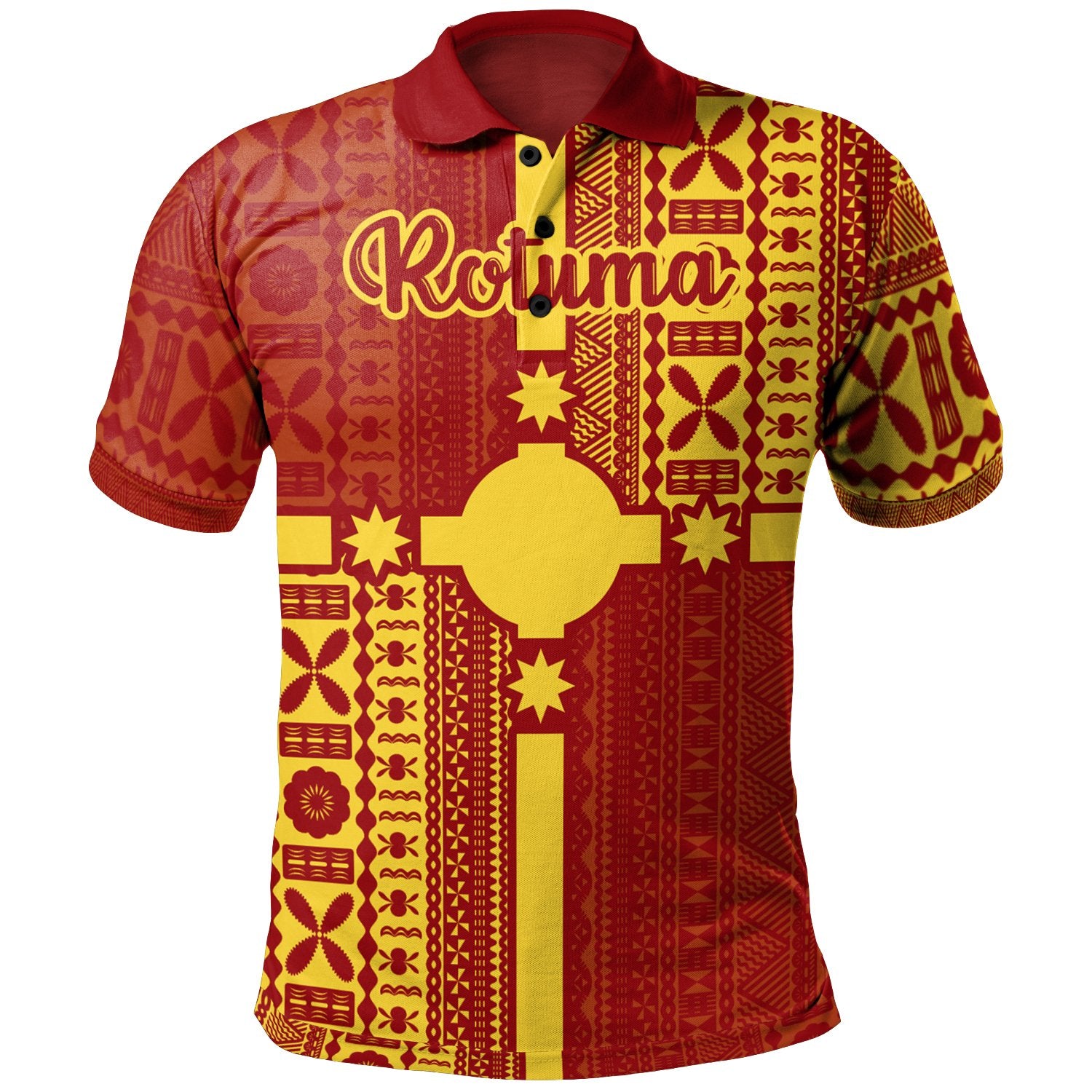 Rotuma Polo Shirt Rotuma Flag Style Unisex Red - Polynesian Pride