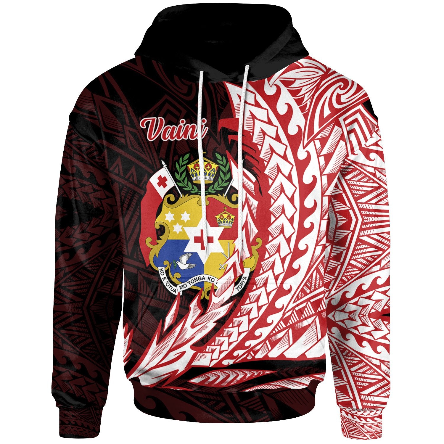 Tonga Hoodie Vaini Wings Style Unisex Black - Polynesian Pride