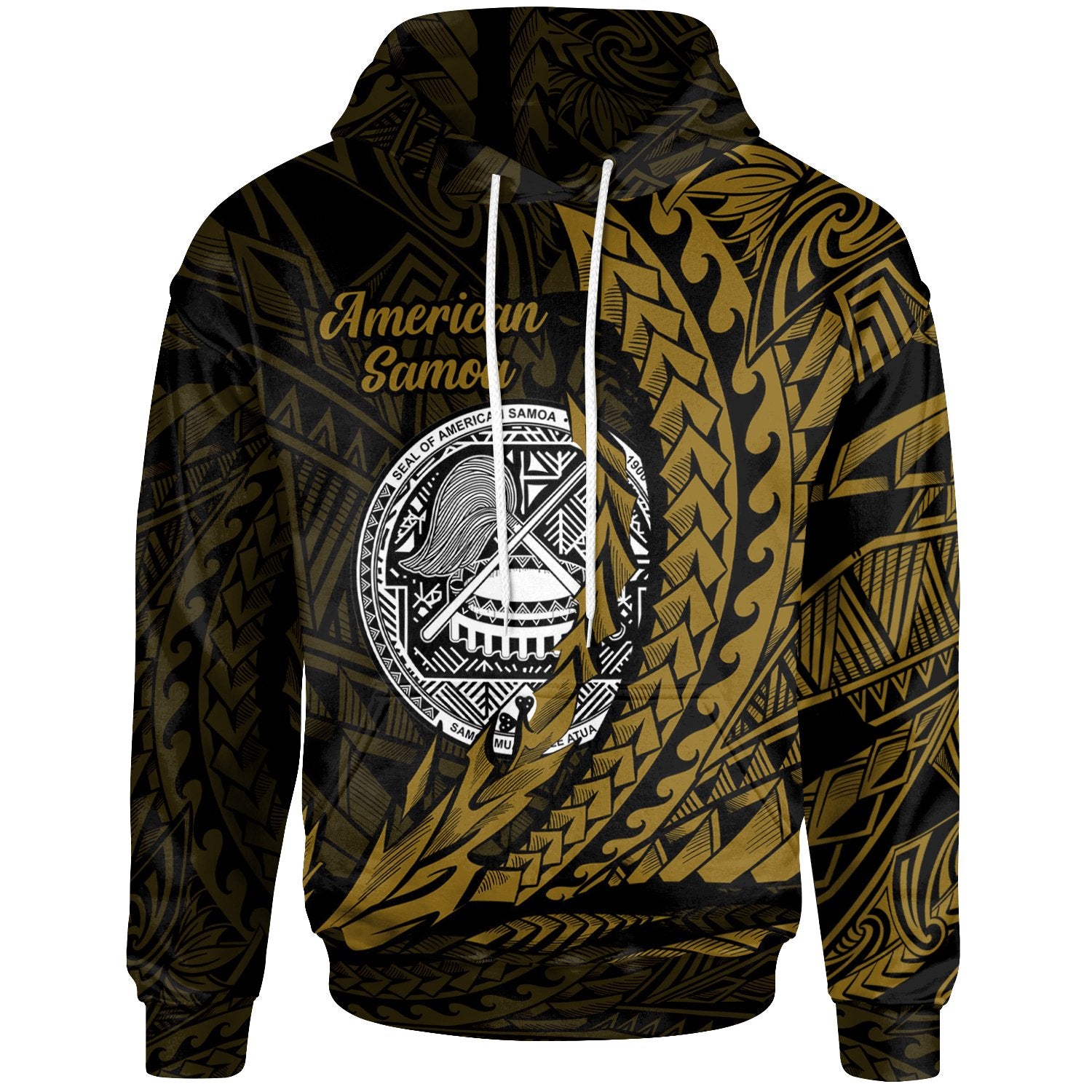 American Samoa Hoodie Wings Style Unisex Black - Polynesian Pride