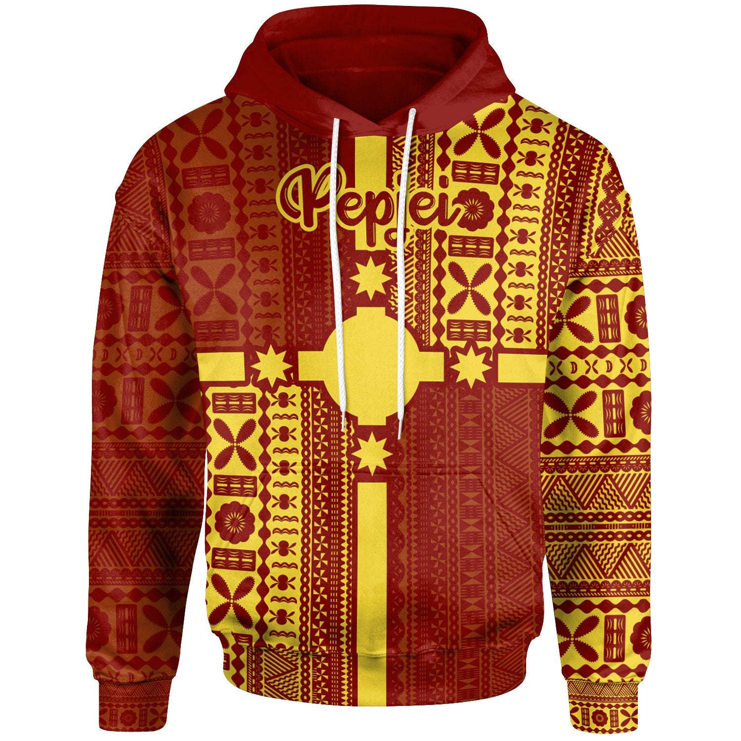 Rotuma Hoodie Pepjei Rotuma Flag Style Unisex Red - Polynesian Pride