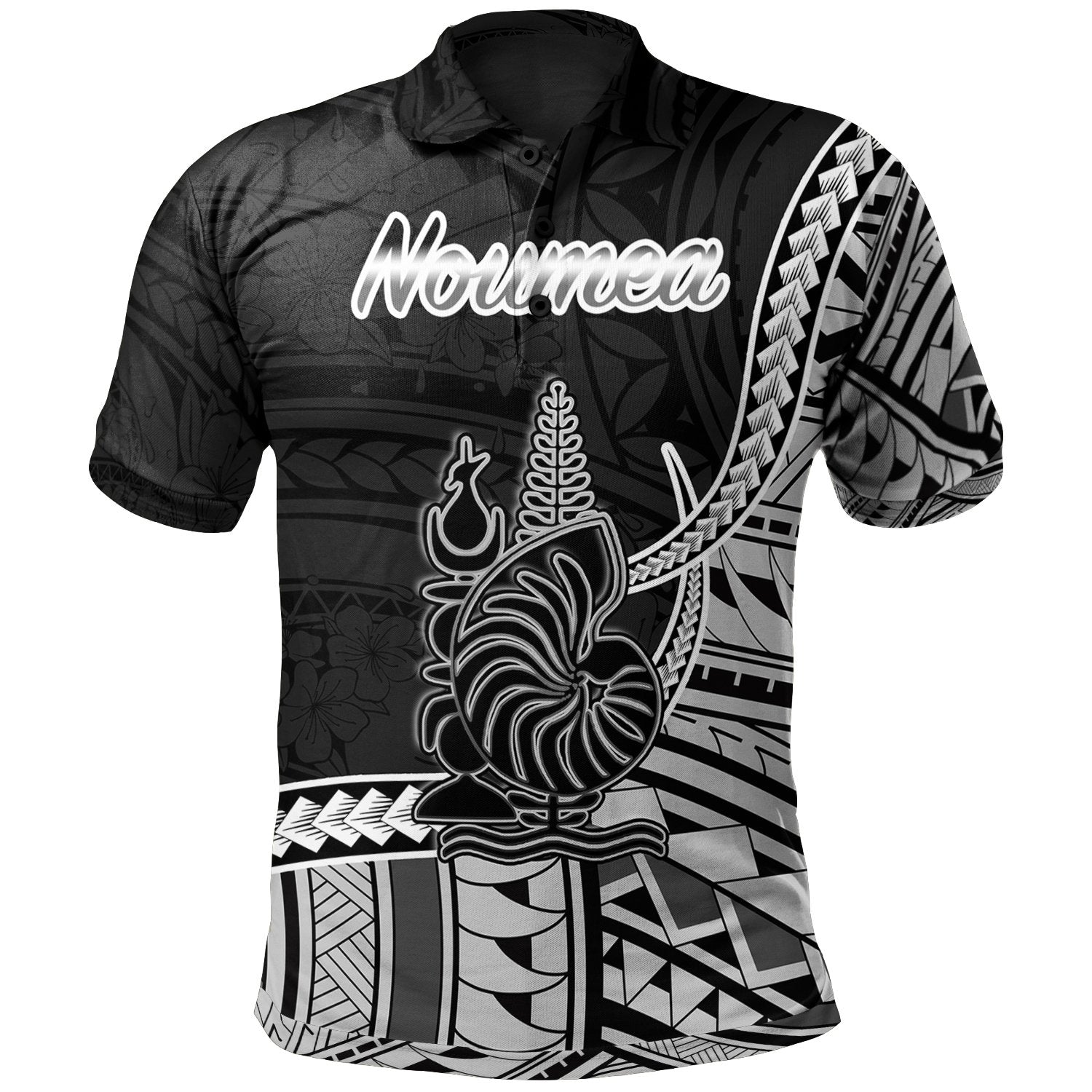 New Caledonia Islands Polo Shirt Noumea Seal Of Kanaky Polynesian Patterns Unisex Black - Polynesian Pride