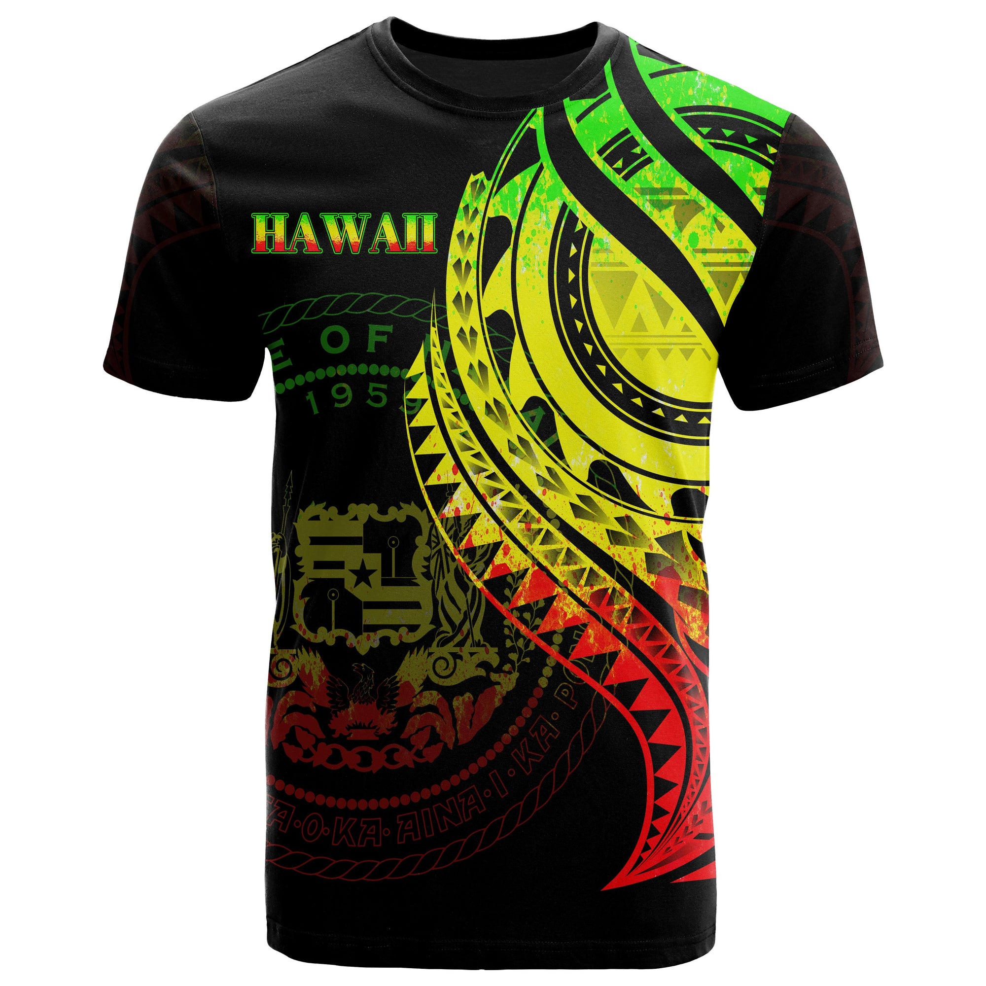 Hawaii T Shirt Reggae Color Polynesian Patterns Best Hawaii Ever Unisex Black - Polynesian Pride