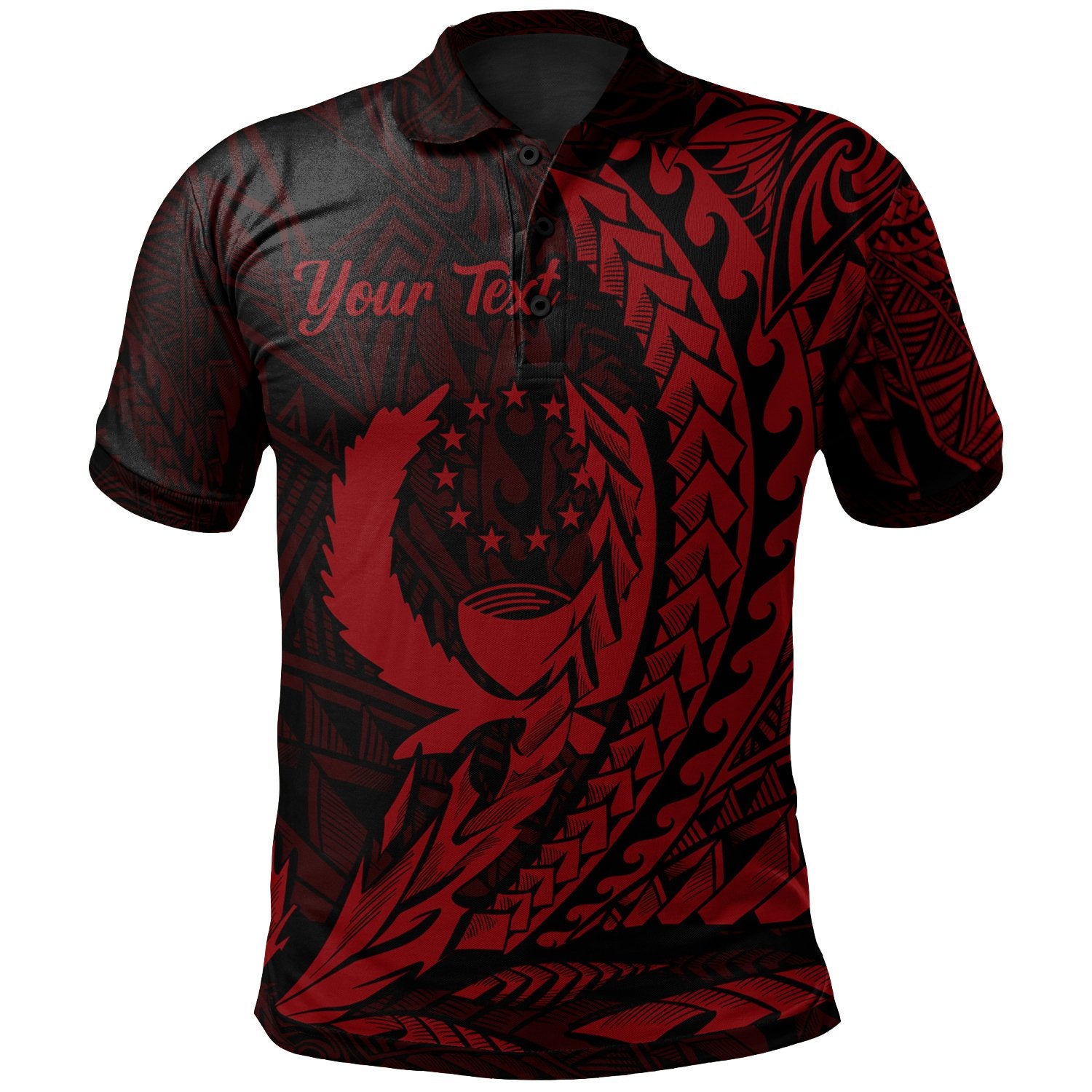 Pohnpei State Polo Shirt Red Custom Wings Style Unisex Black - Polynesian Pride