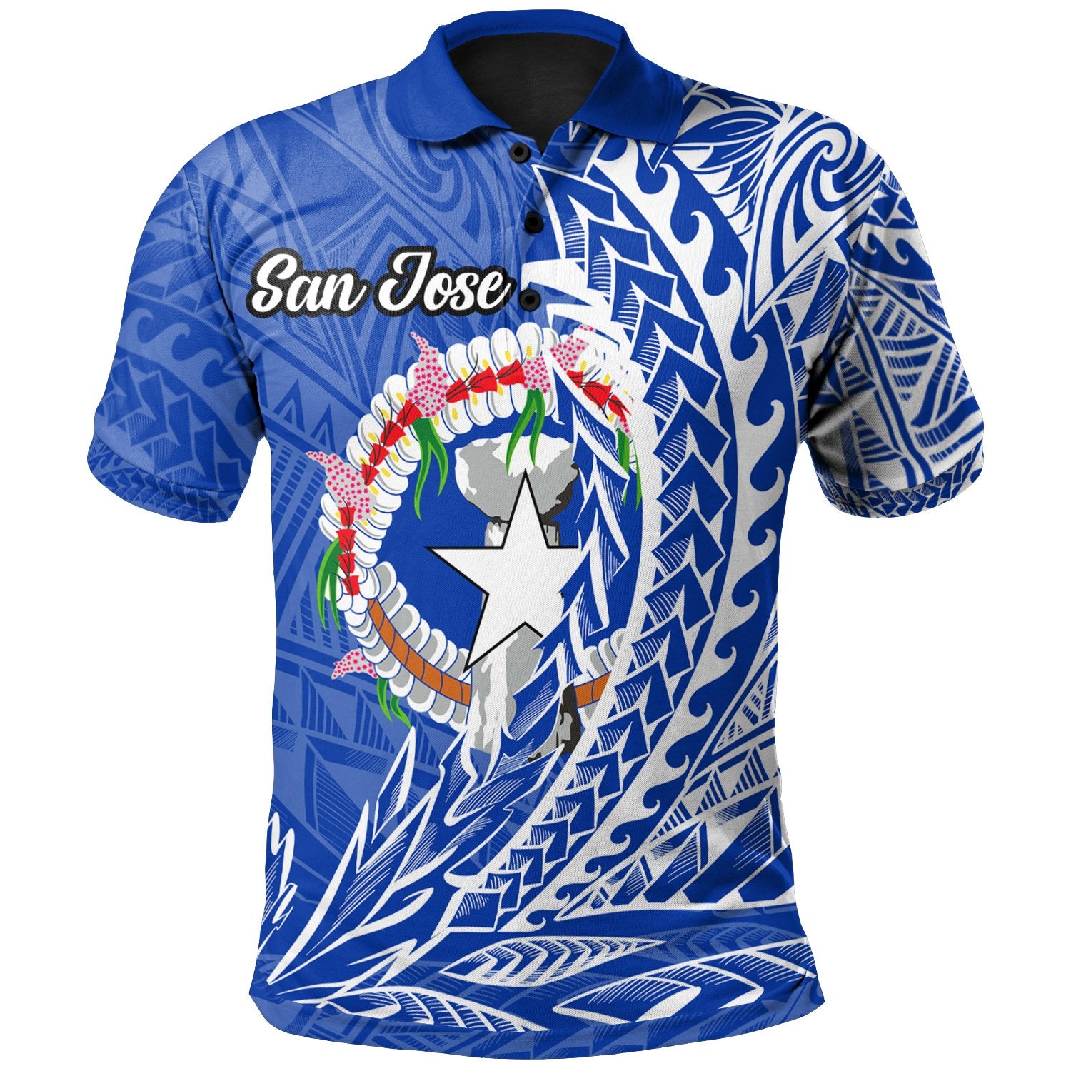 Northern Mariana Islands Polo Shirt San Jose Wings Style Unisex Blue - Polynesian Pride