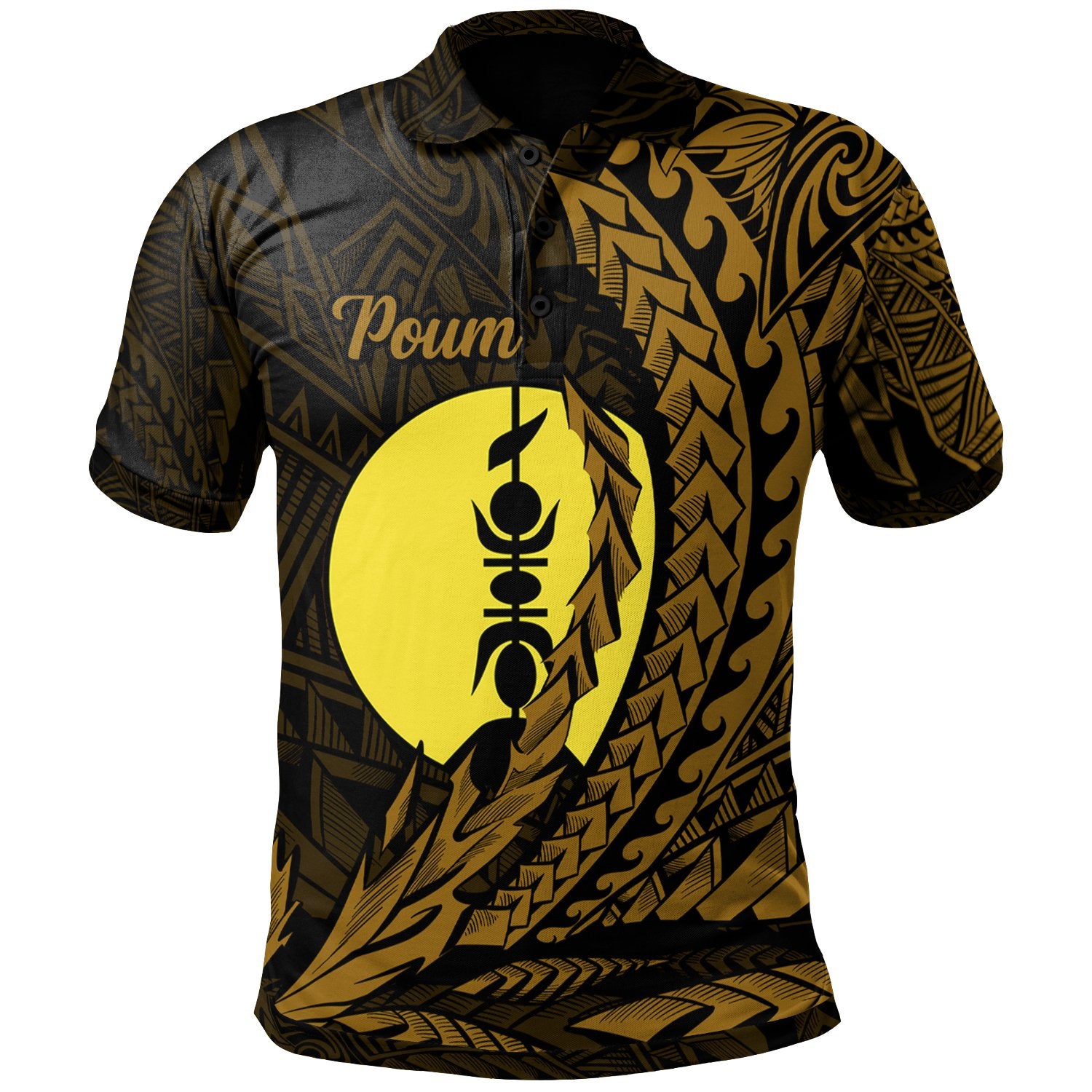 New Caledonia Polo Shirt Poum Wings Style Unisex Black - Polynesian Pride