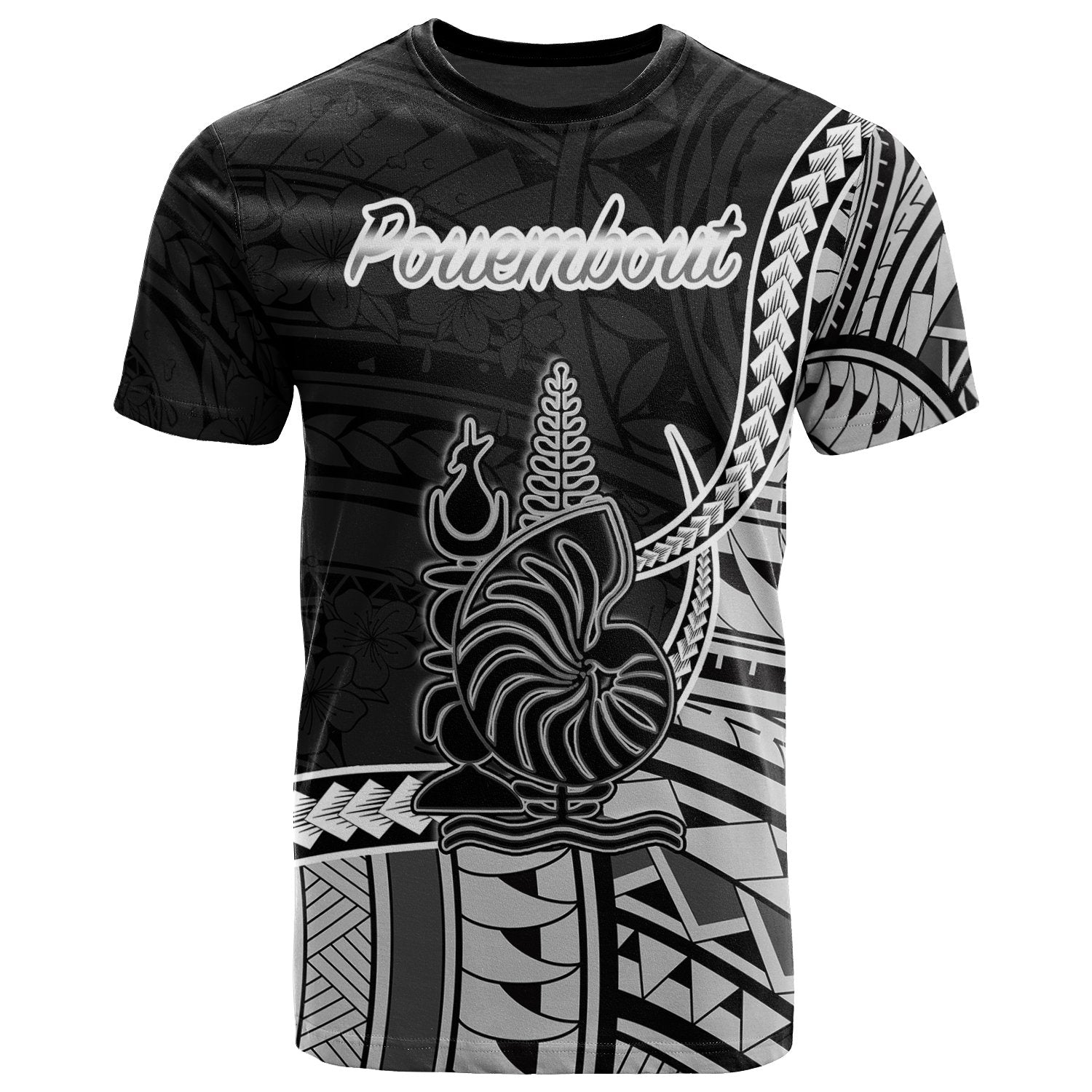 New Caledonia Islands T Shirt Pouembout Seal Of New Caledonia Islands Polynesian Patterns Unisex Black - Polynesian Pride