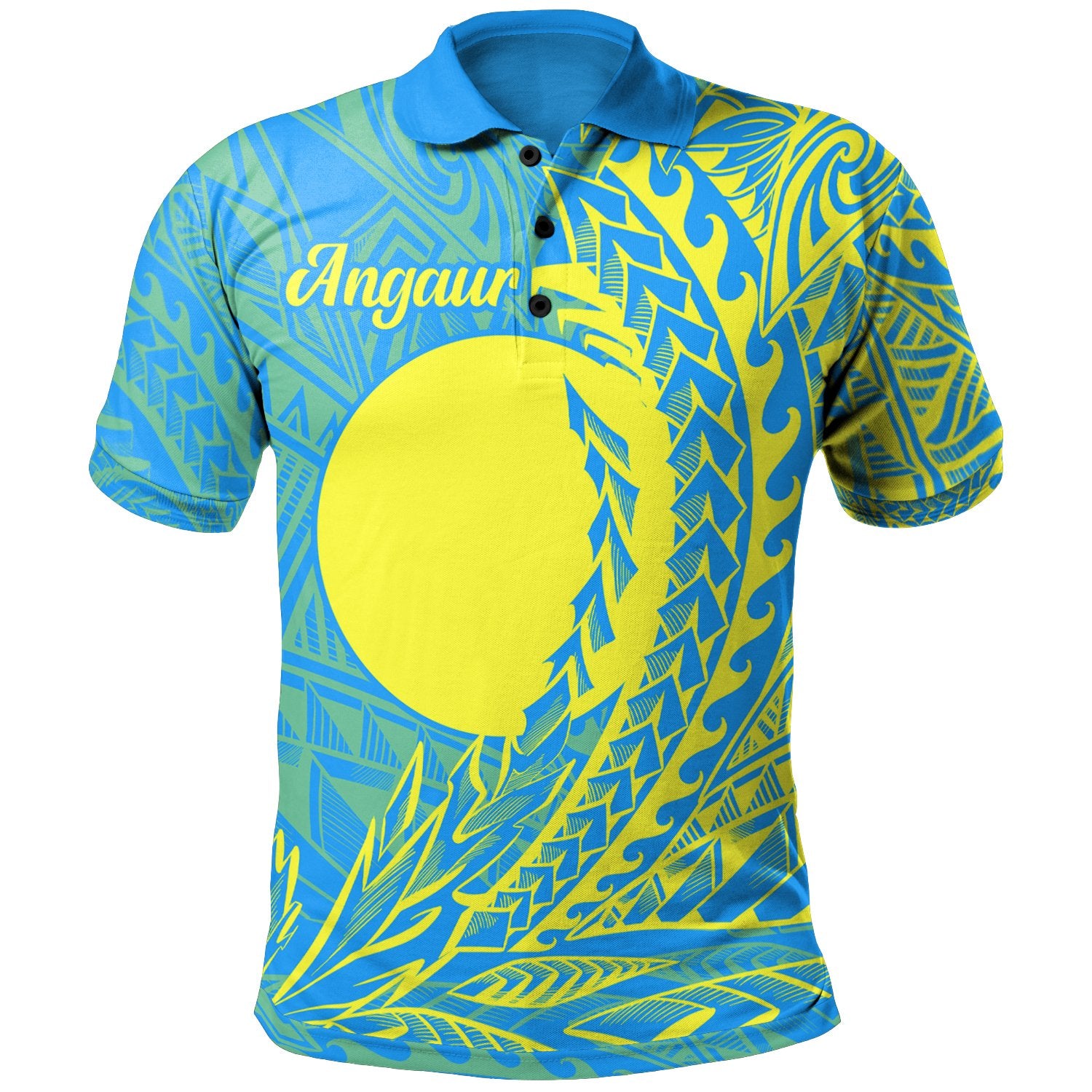 Palau Polo Shirt Angaur Wings Style Unisex Blue - Polynesian Pride