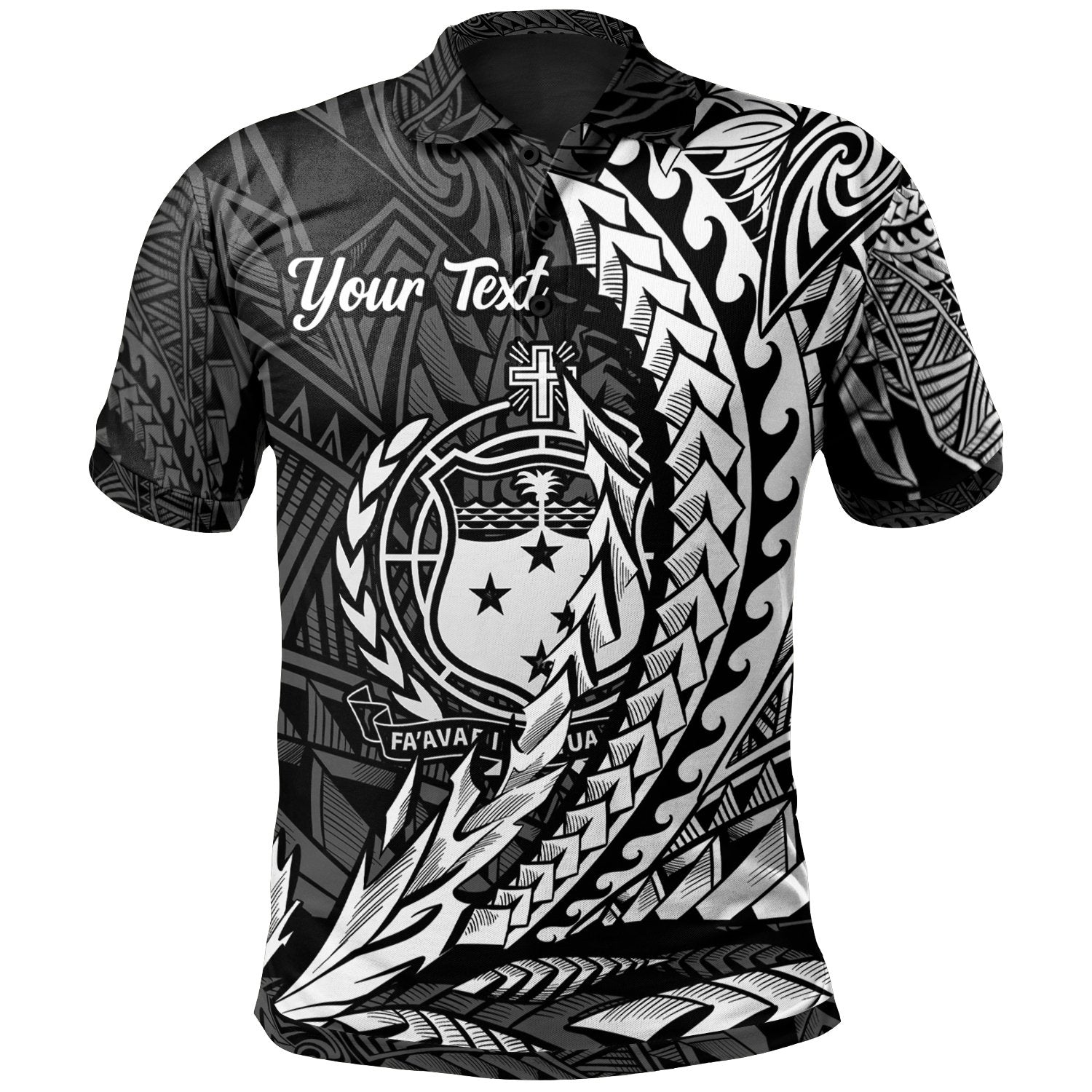 Samoa Polo Shirt Custom White Wings Style Unisex Black - Polynesian Pride