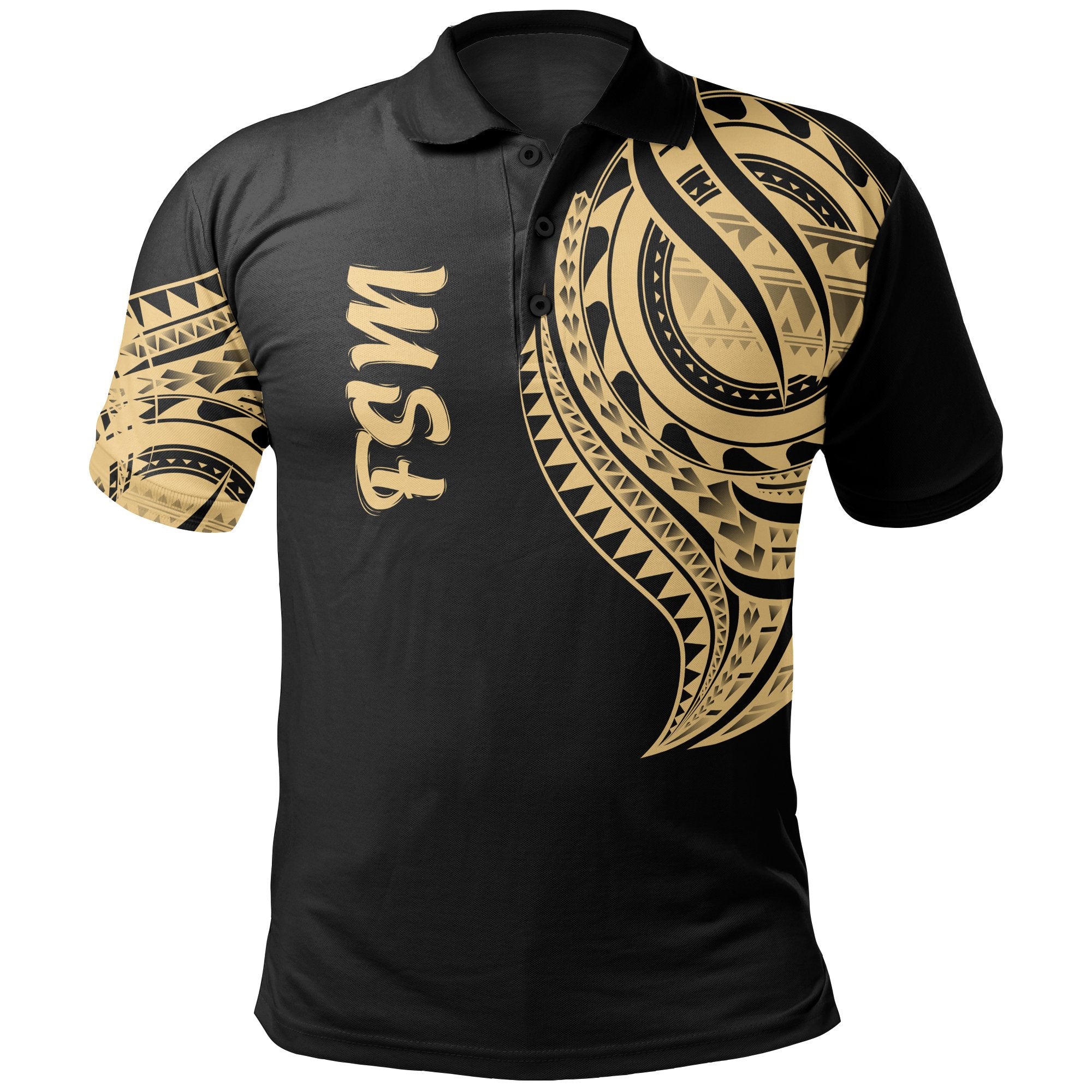 Federated States of Micronesia Polo Shirt Federated States of Micronesia Tatau Gold Patterns Unisex Black - Polynesian Pride