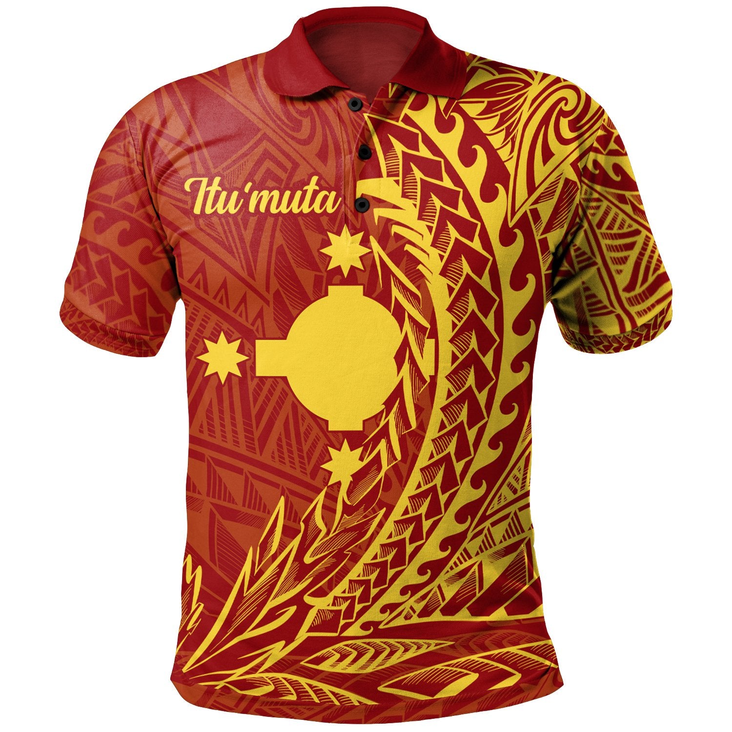 Rotuma Polo Shirt Itumuta Wings Style Unisex Red - Polynesian Pride