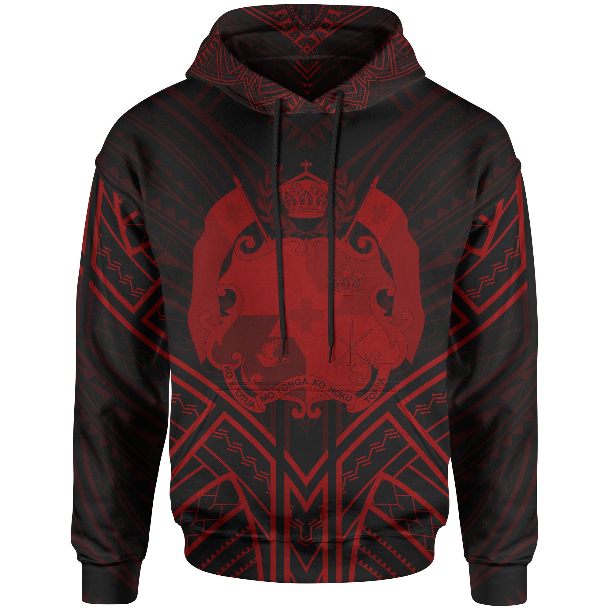 Tonga Hoodie Tonga Seal Red Tribal Patterns Unisex White - Polynesian Pride