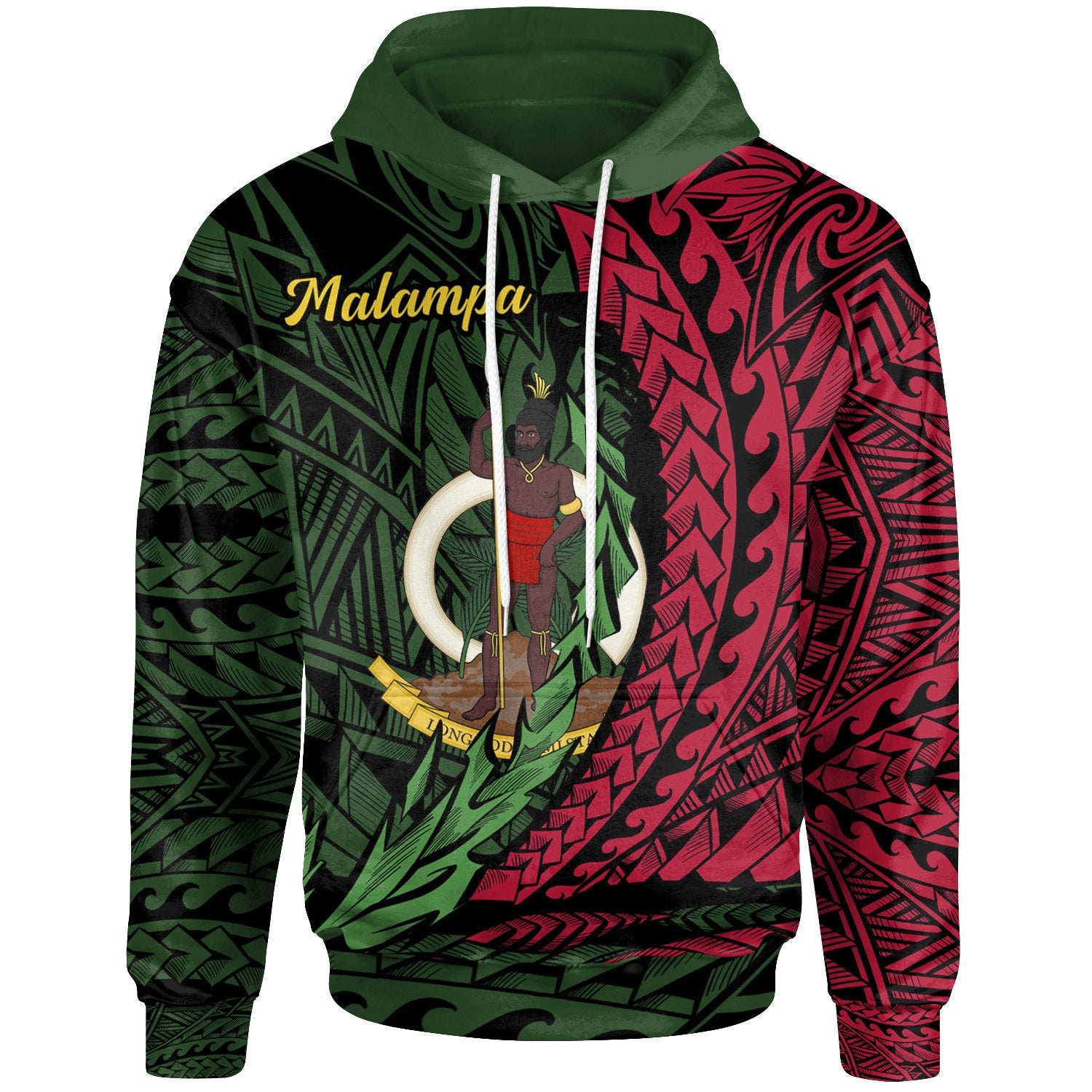 Vanuatu Hoodie Malampa Wings Style Unisex Black - Polynesian Pride