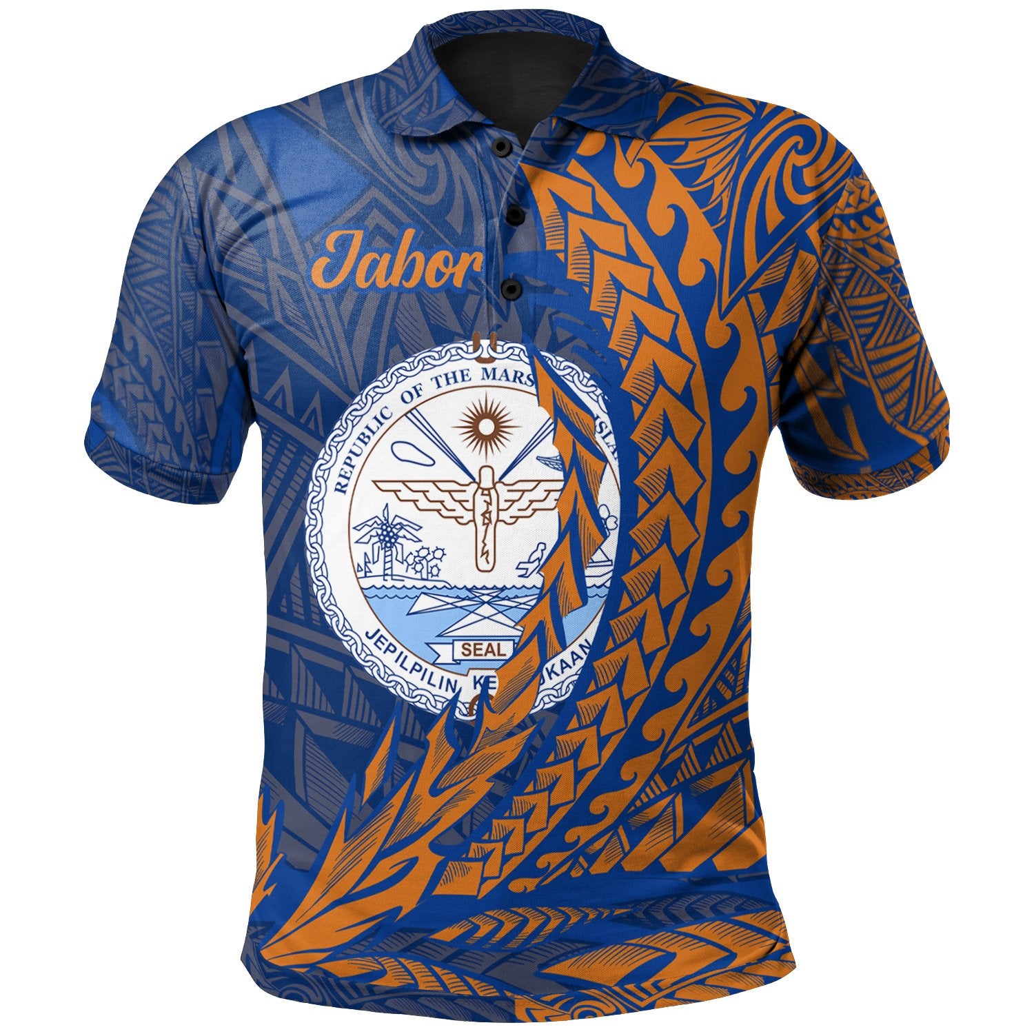 Marshall Islands Polo Shirt Jabor Wings Style Unisex Blue - Polynesian Pride