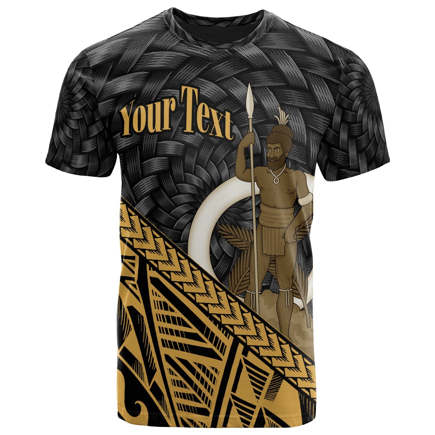 Vanuatu T Shirt Custom Gold Polynesian Patterns With Bamboo Unisex Art - Polynesian Pride