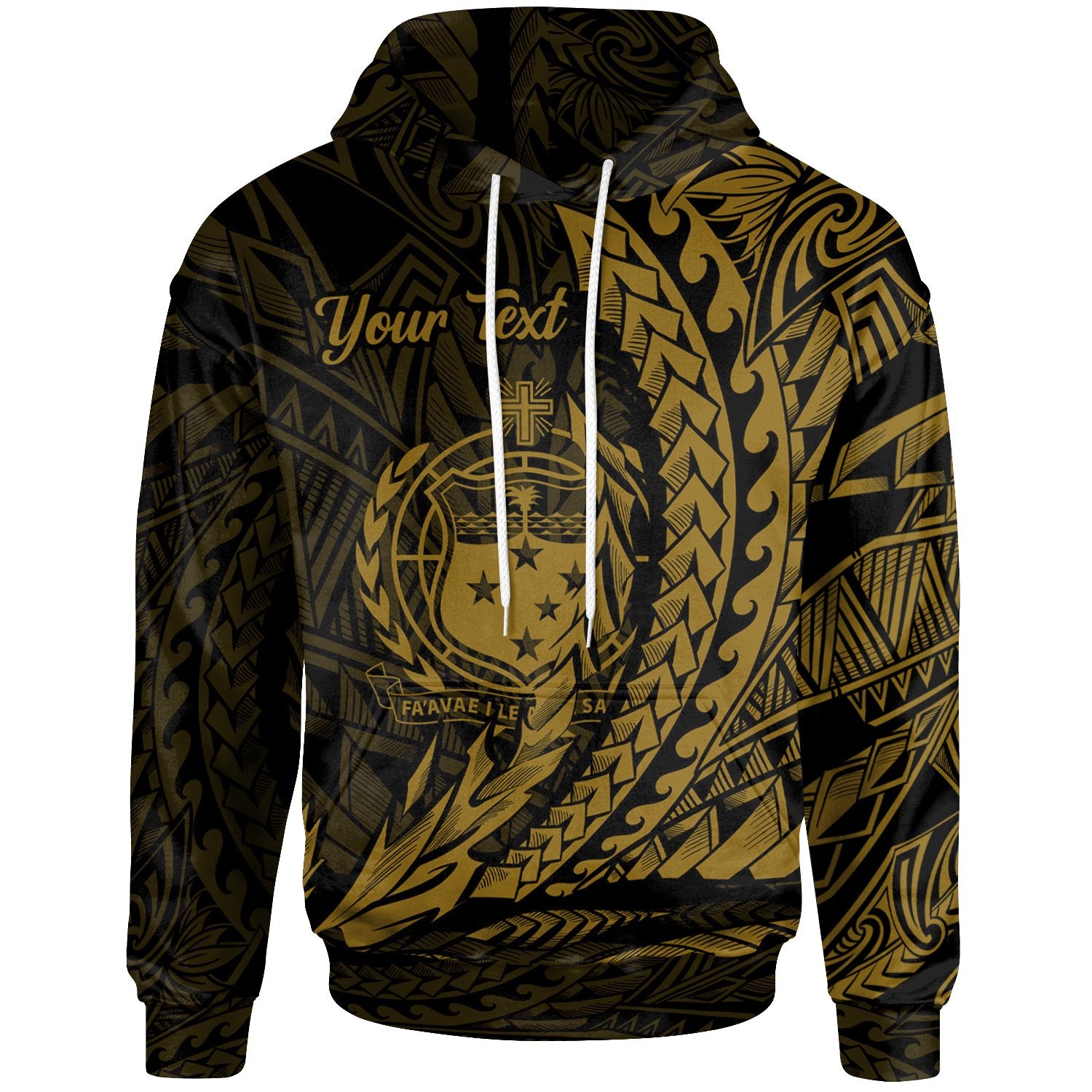 Samoa Hoodie Custom Gold Wings Style Unisex Black - Polynesian Pride