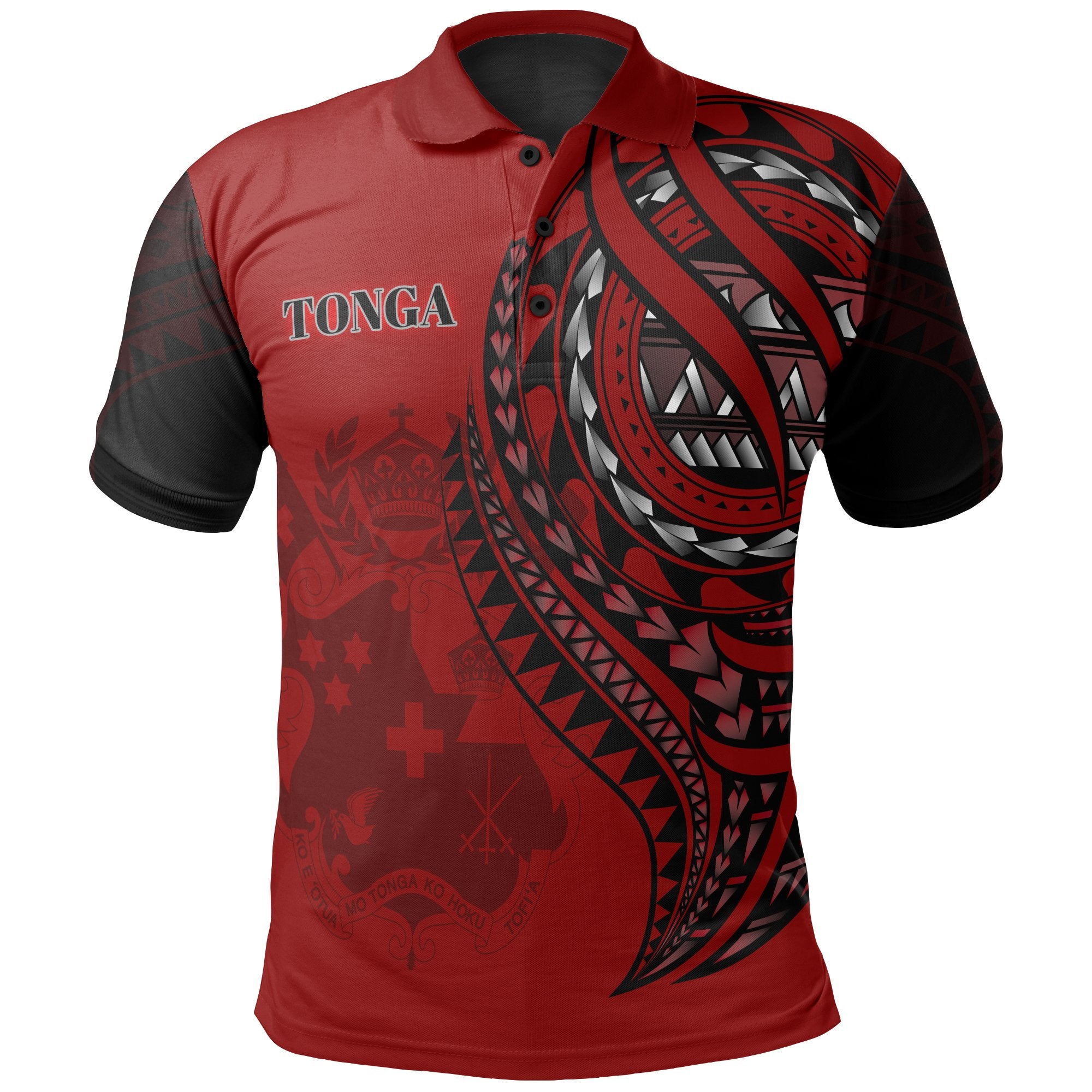 Tonga Polo Shirt Red Color Polynesian Patterns Best Tonga Ever Unisex Black - Polynesian Pride