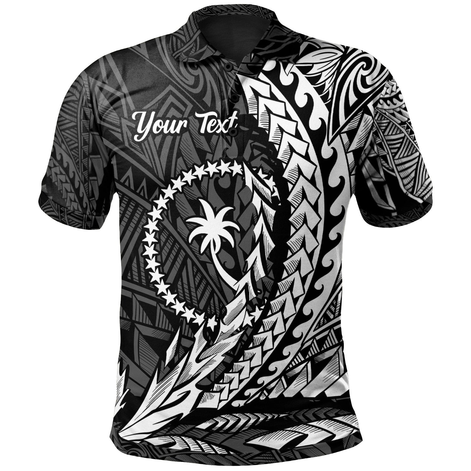 Chuuk State Polo Shirt White Custom Wings Style Unisex Black - Polynesian Pride