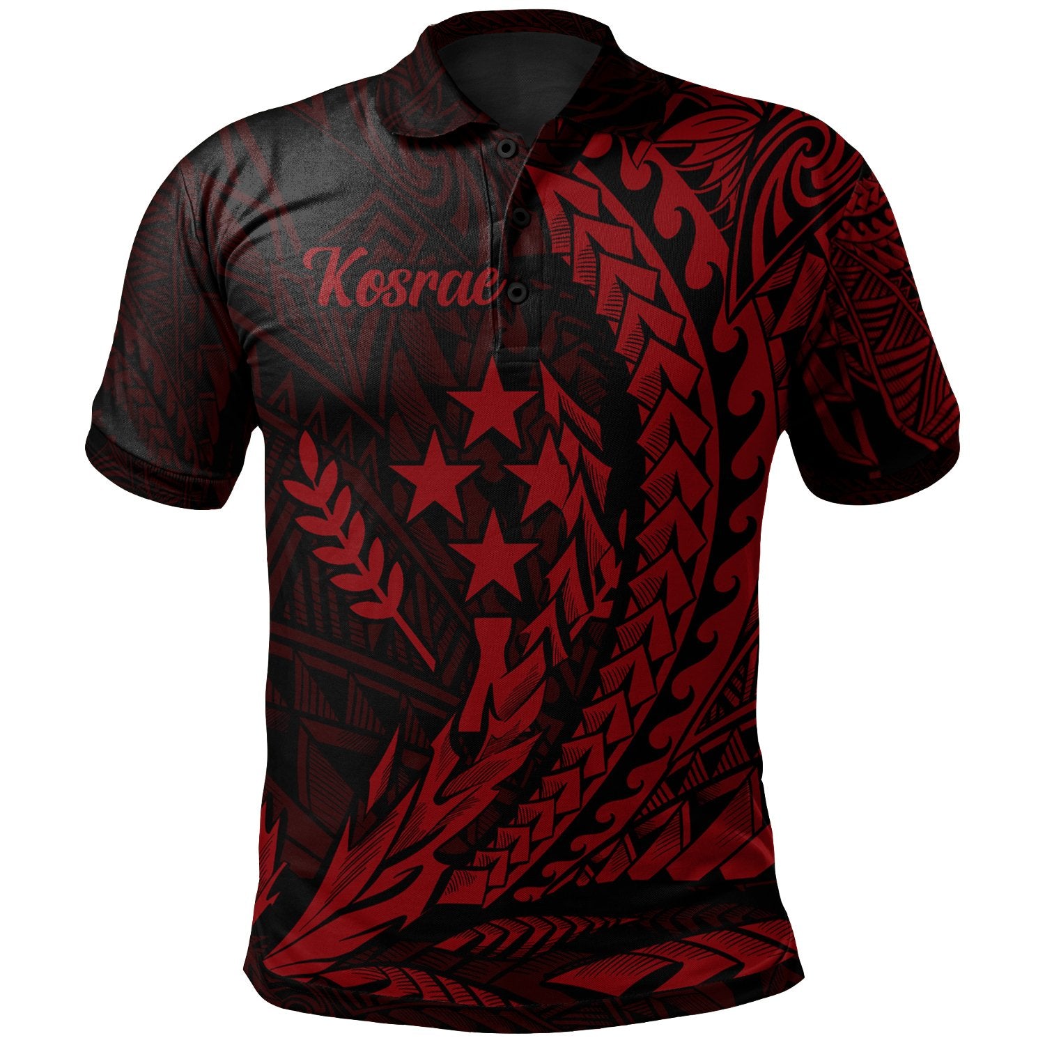 Kosrae State Polo Shirt Red Wings Style Unisex Black - Polynesian Pride