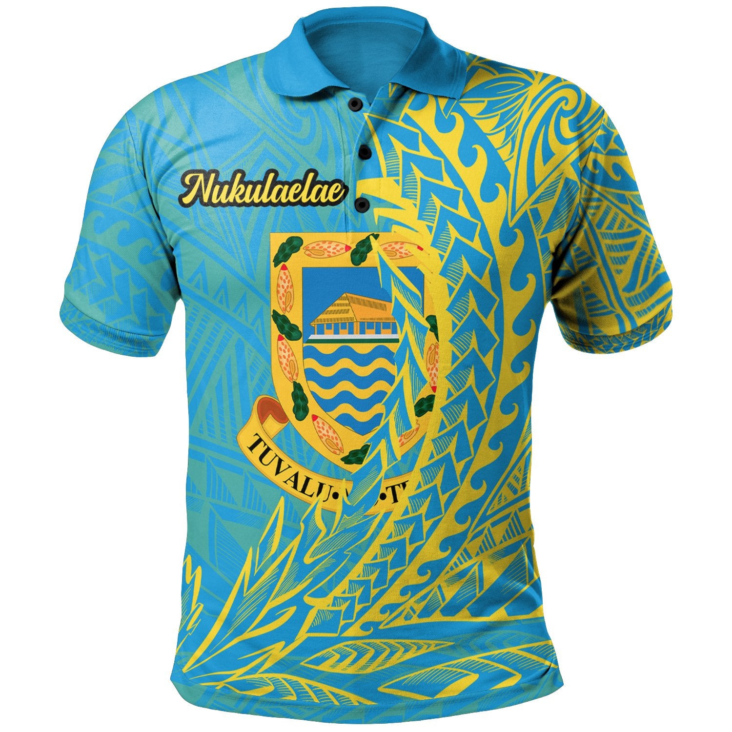 Tuvalu Polo Shirt Nukulaelae Wings Style Unisex Blue - Polynesian Pride