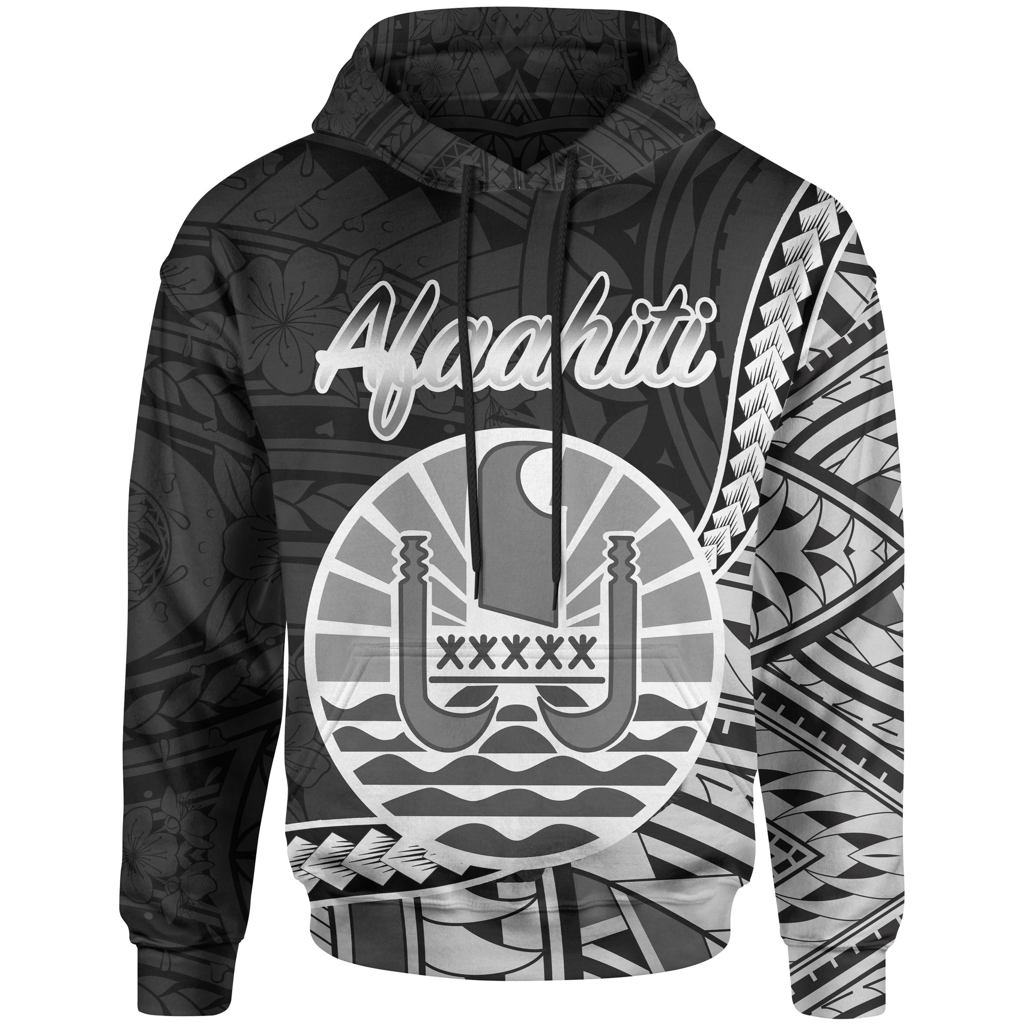 French Polynesia Hoodie faahiti Seal of French Polynesia Polynesian Patterns Unisex Black - Polynesian Pride