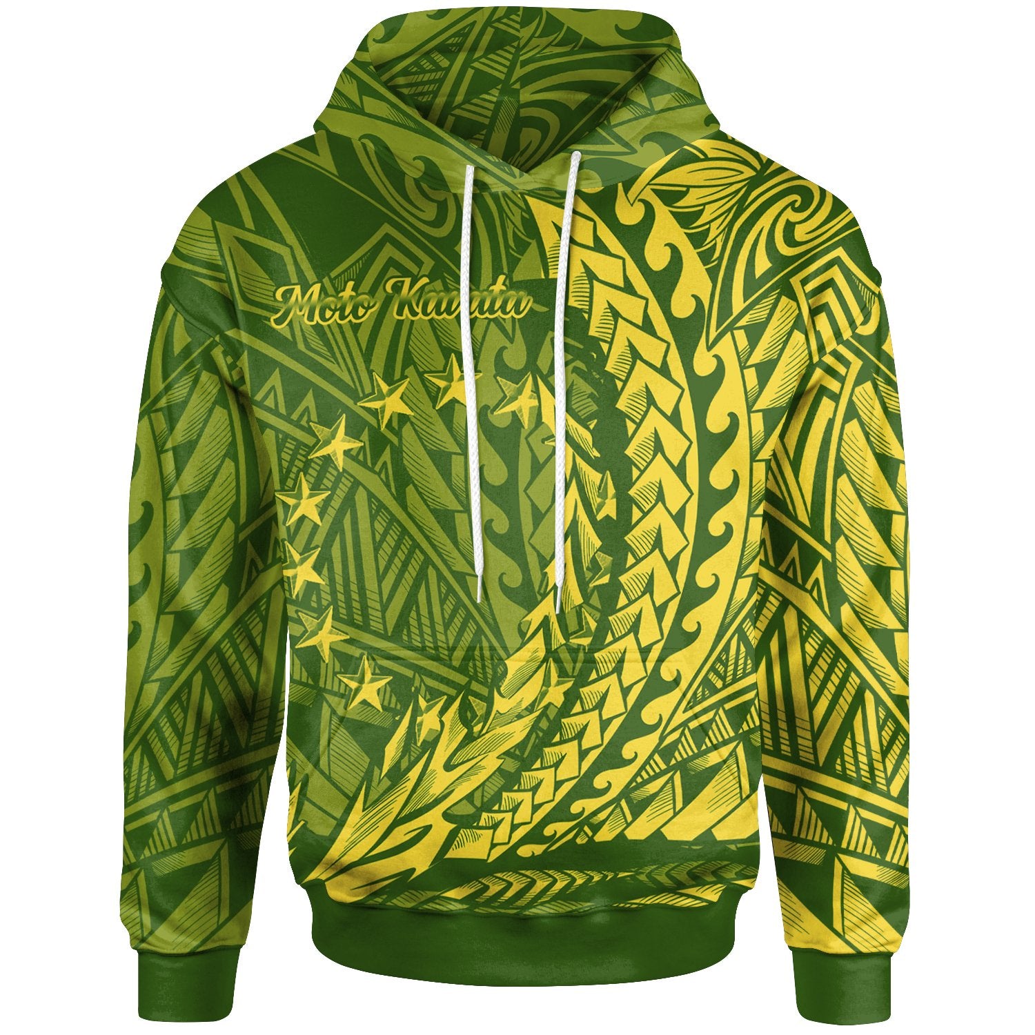 Cook Islands Hoodie Moto Kavata Wings Style Unisex Green - Polynesian Pride