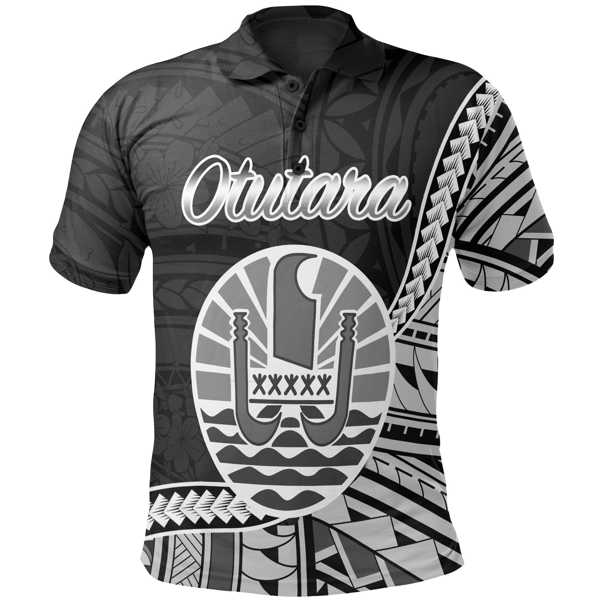 French Polynesia Polo Shirt Otutara Seal Of French Polynesia Polynesian Patterns Unisex Black - Polynesian Pride